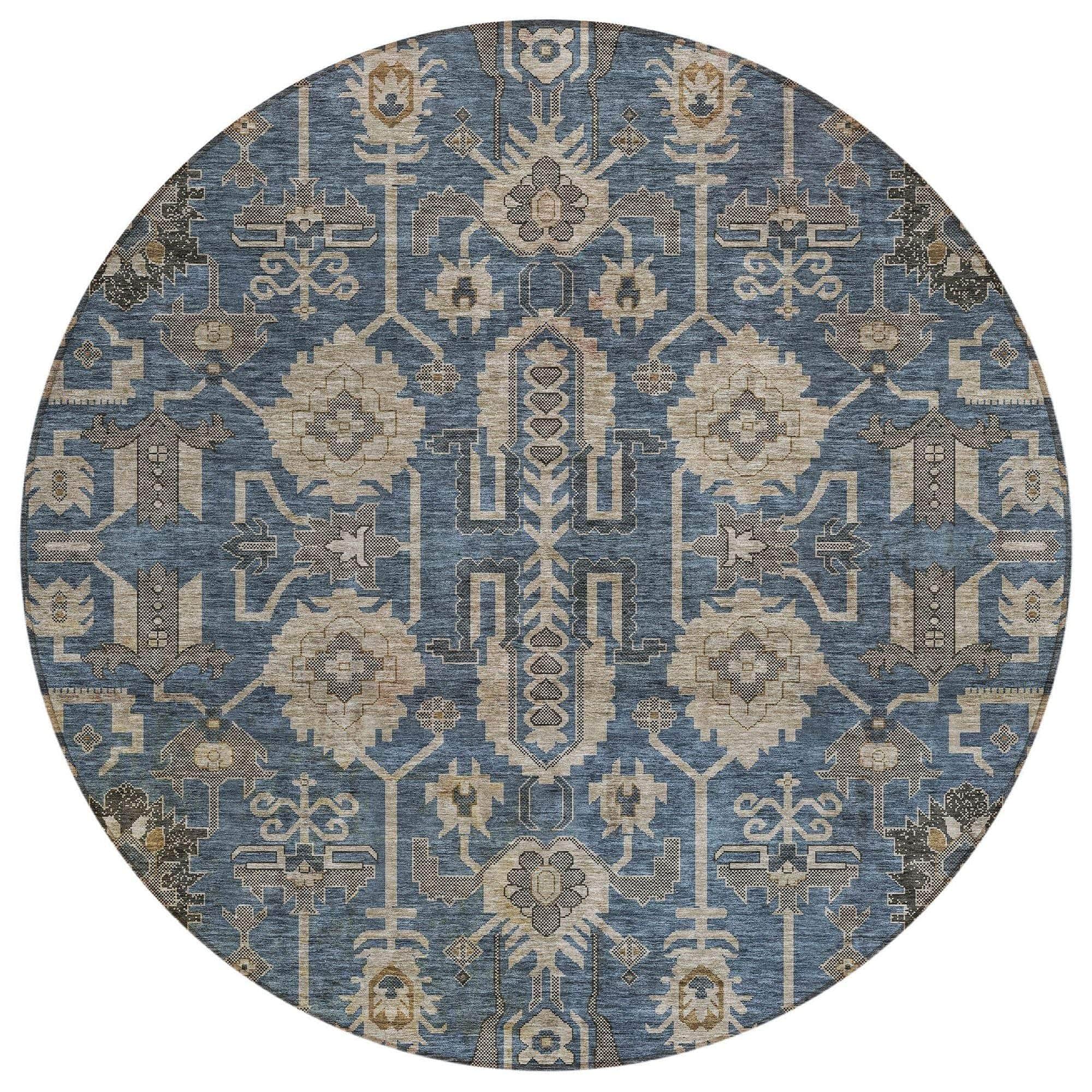 Machine Made ACN697 Navy Blue Rugs 