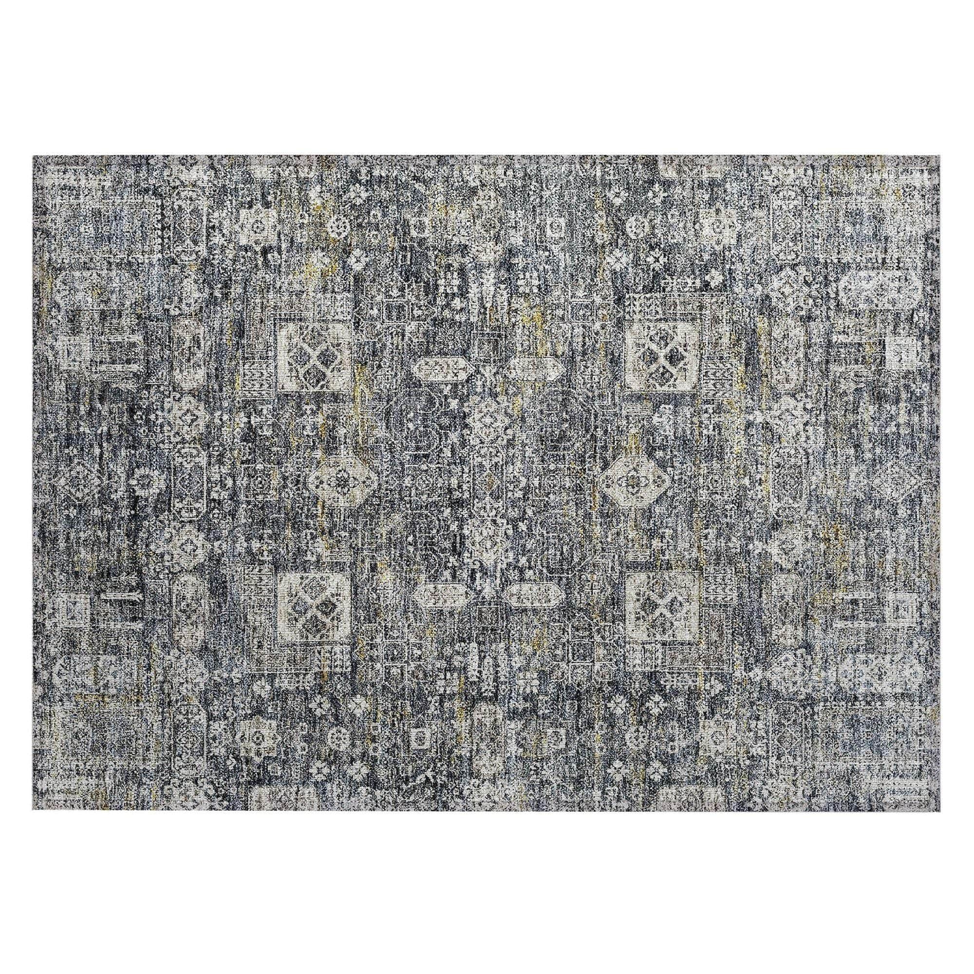 Machine Made ACN637 Charcoal Gray Rugs 