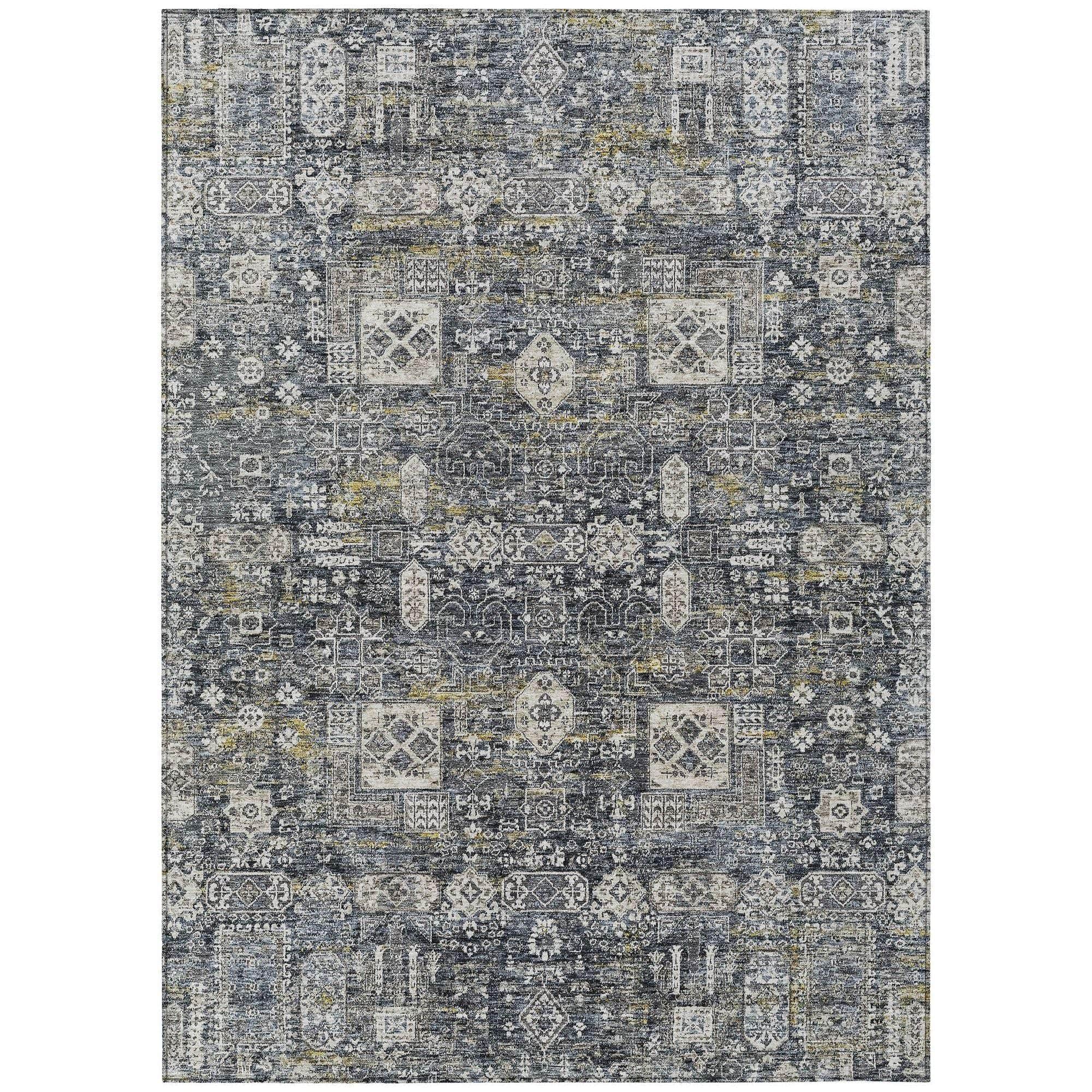 Machine Made ACN637 Charcoal Gray Rugs 