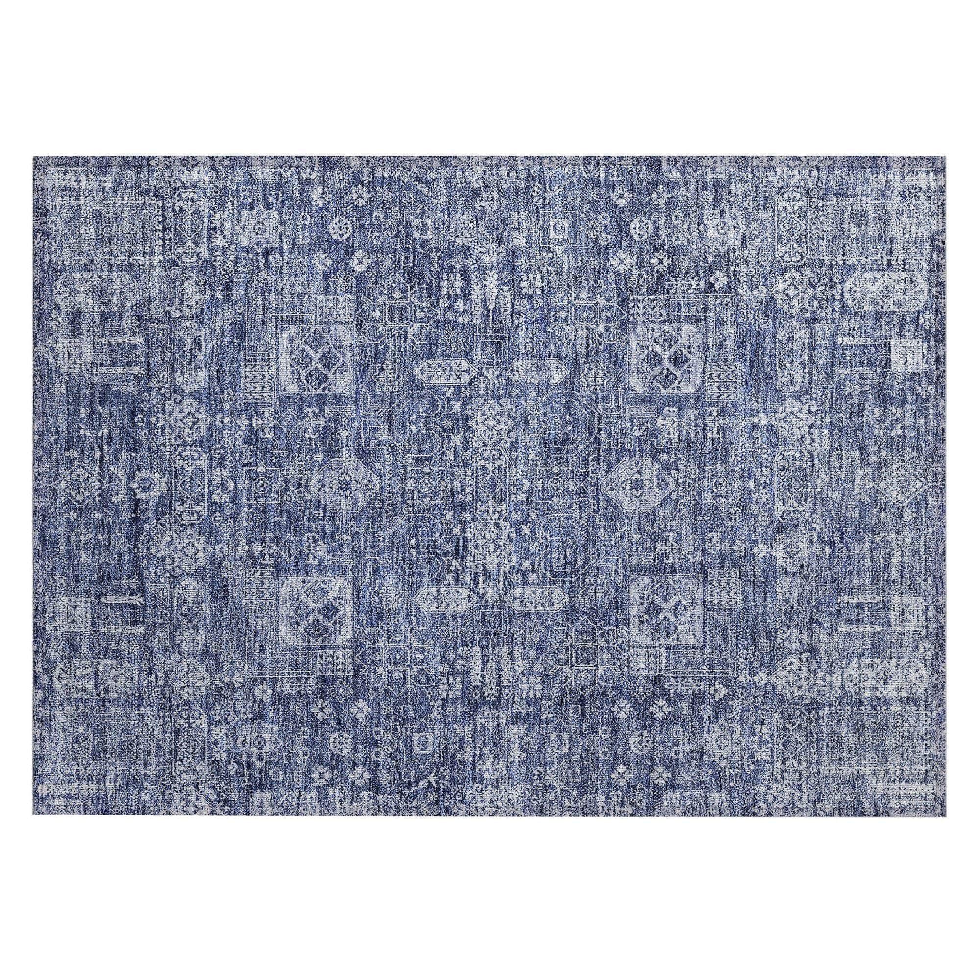 Machine Made ACN637 Navy Blue Rugs 