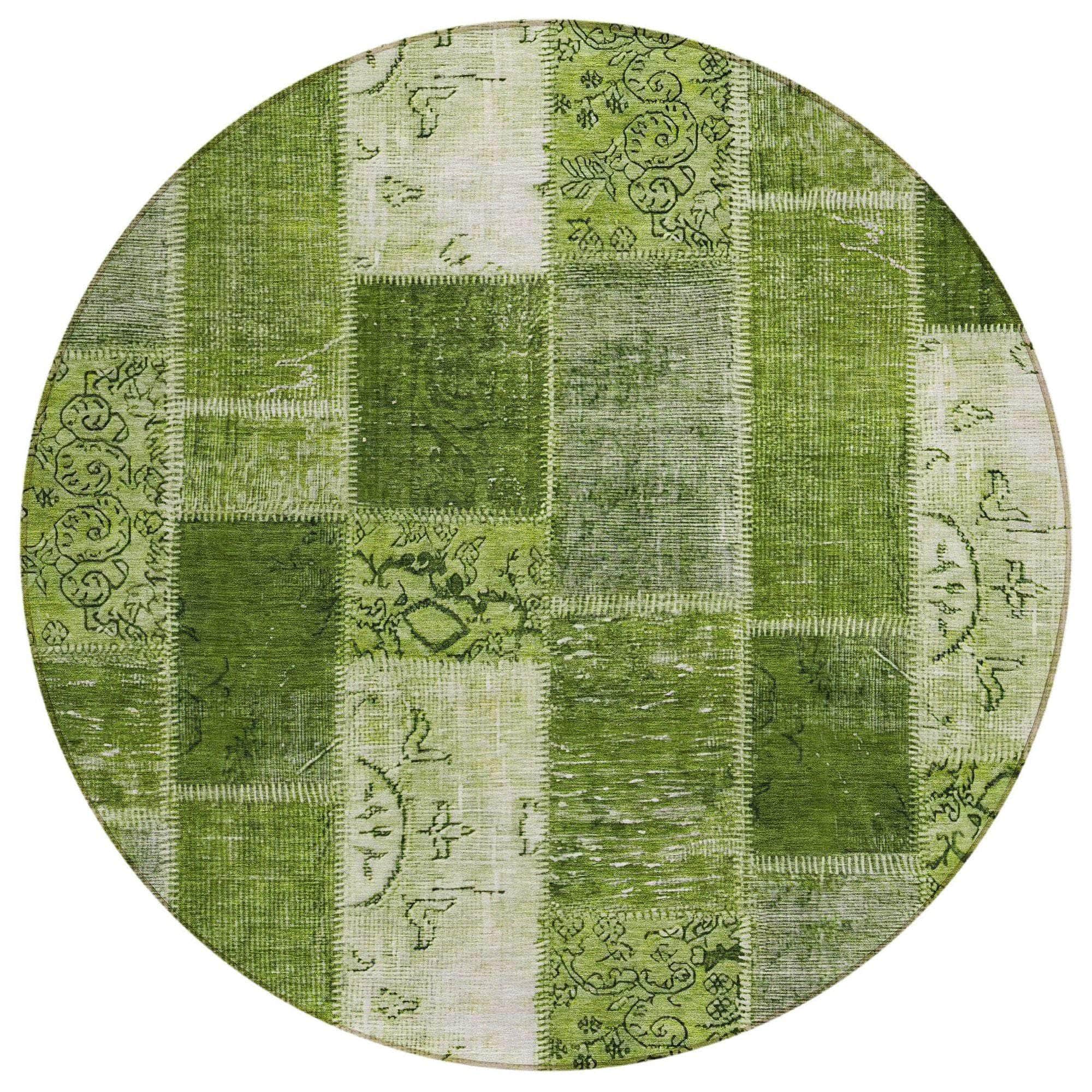 Machine Made ACN631 Olive Green Rugs 