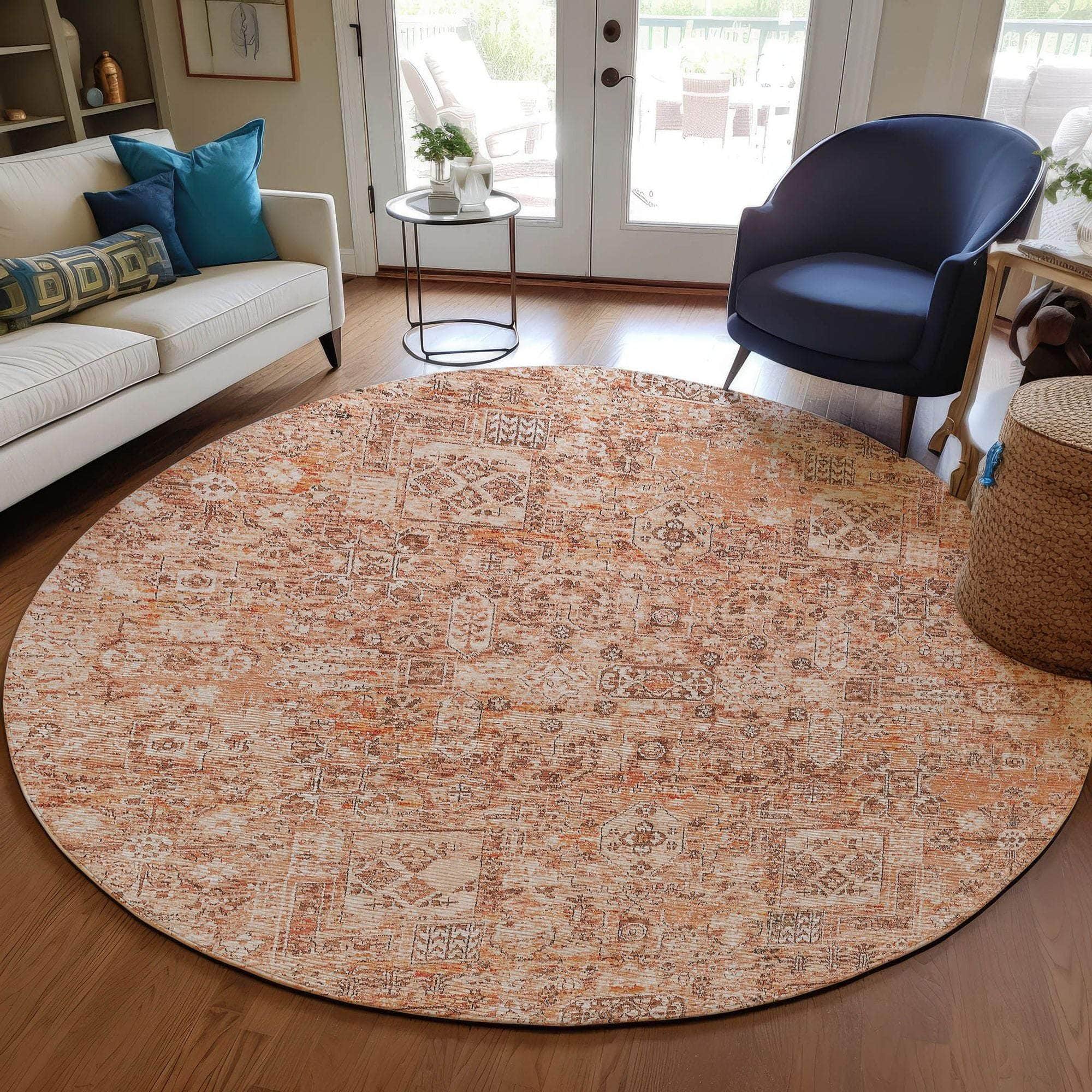 Machine Made ACN611 Salmon Orange Rugs 