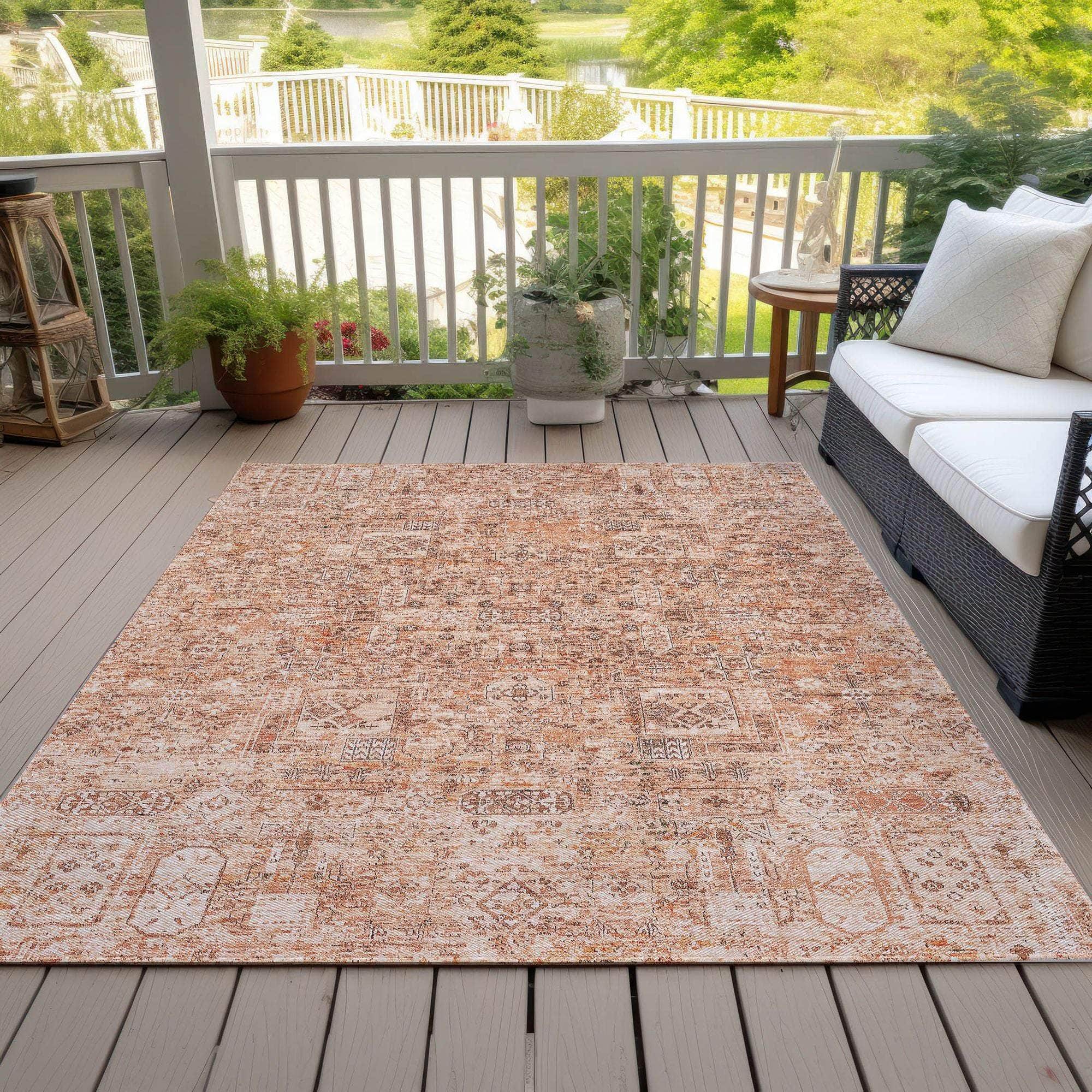 Machine Made ACN611 Salmon Orange Rugs 