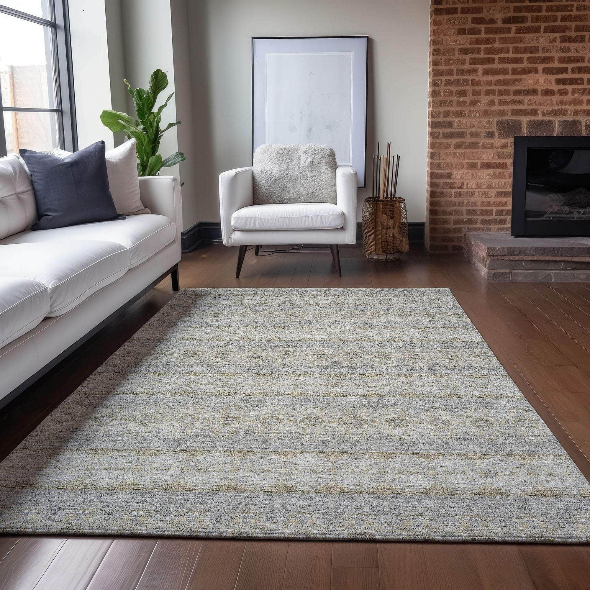 Machine Made ACN615 Silver Gray Rugs 