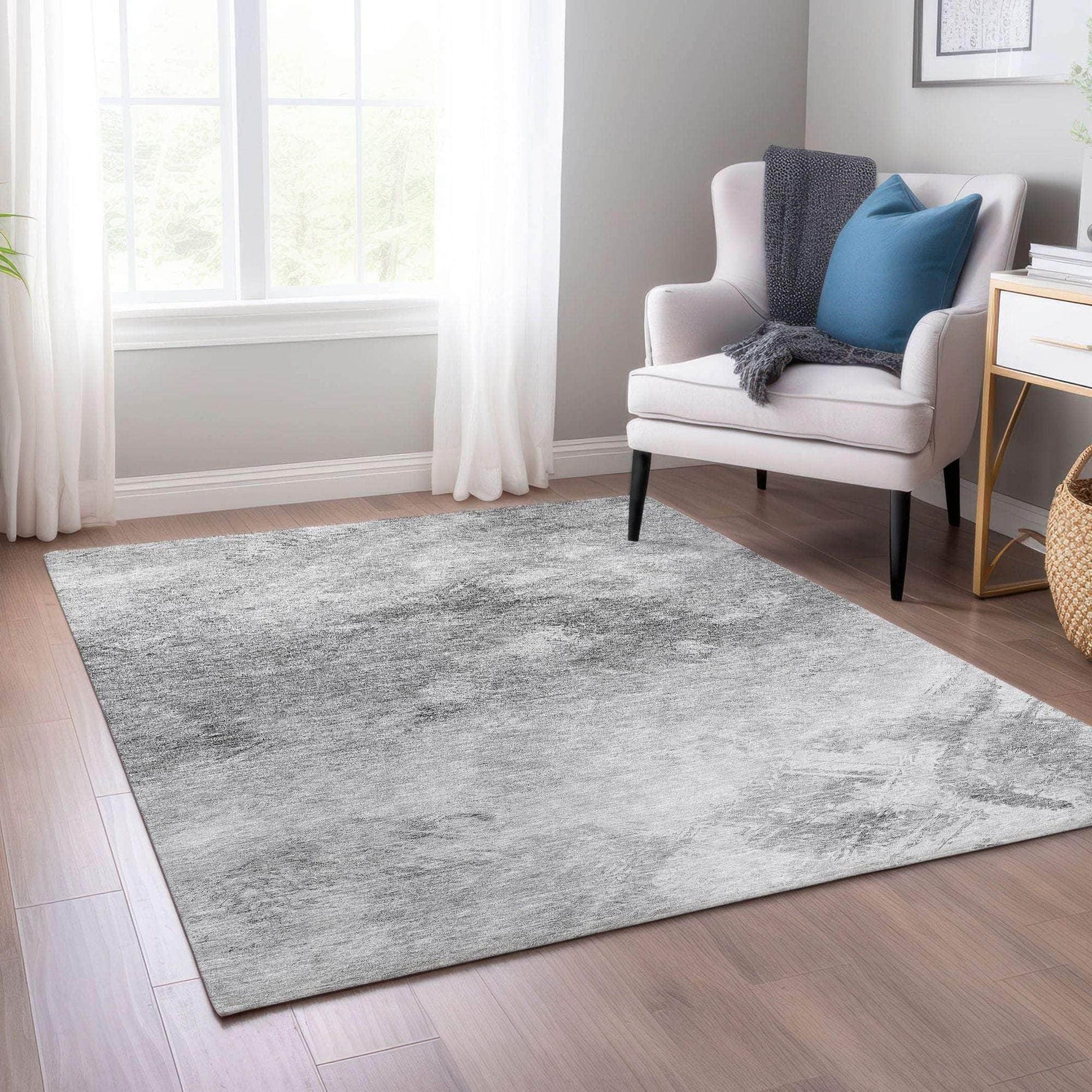 Machine Made ACN590 Silver Gray Rugs 