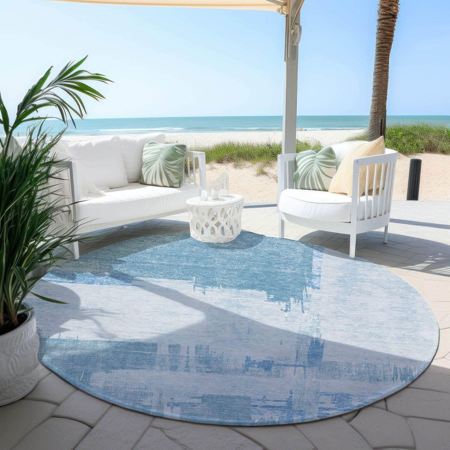 Machine Made ACN624 Sky Blue Rugs 