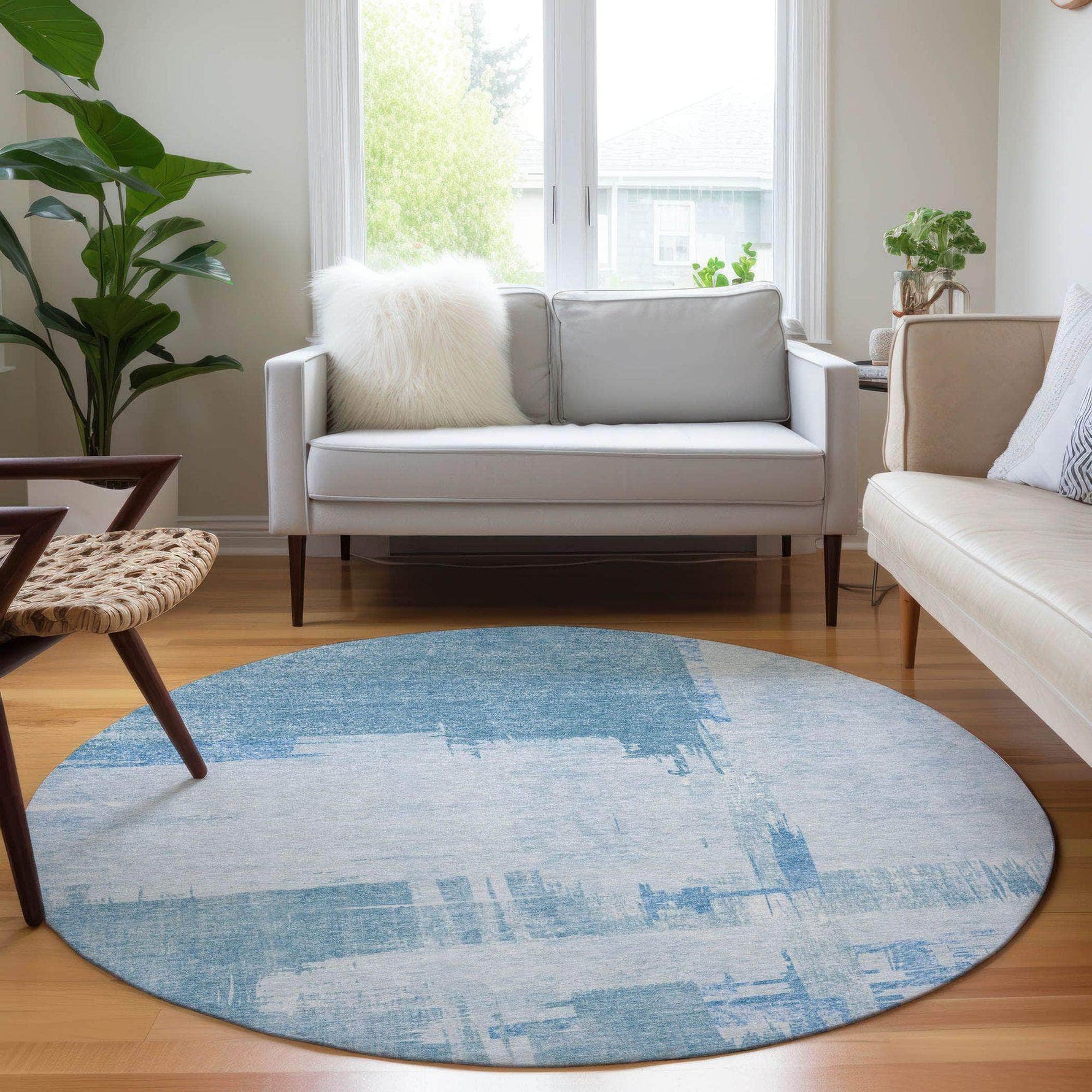 Machine Made ACN624 Sky Blue Rugs 
