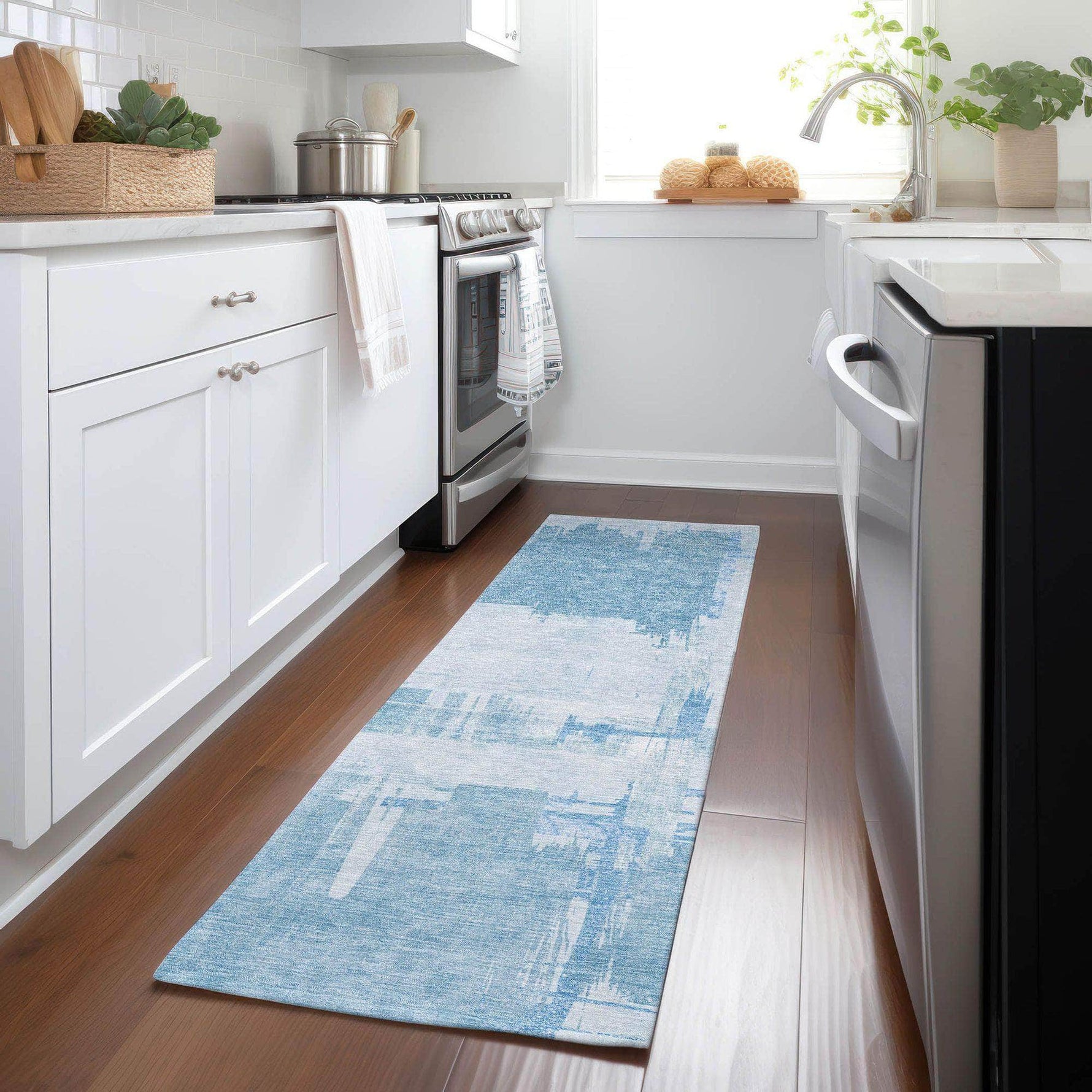 Machine Made ACN624 Sky Blue Rugs 