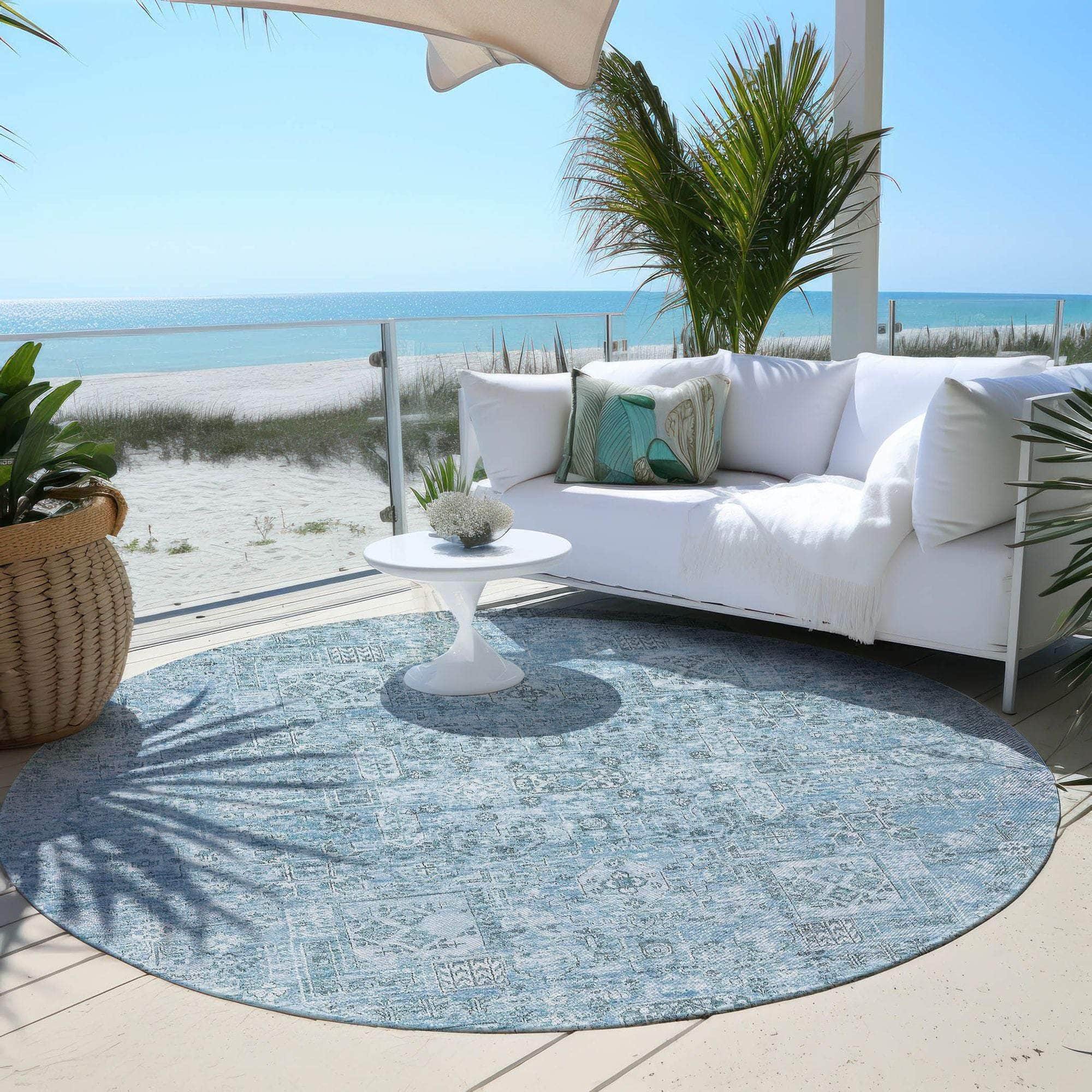 Machine Made ACN611 Sky Blue Rugs 