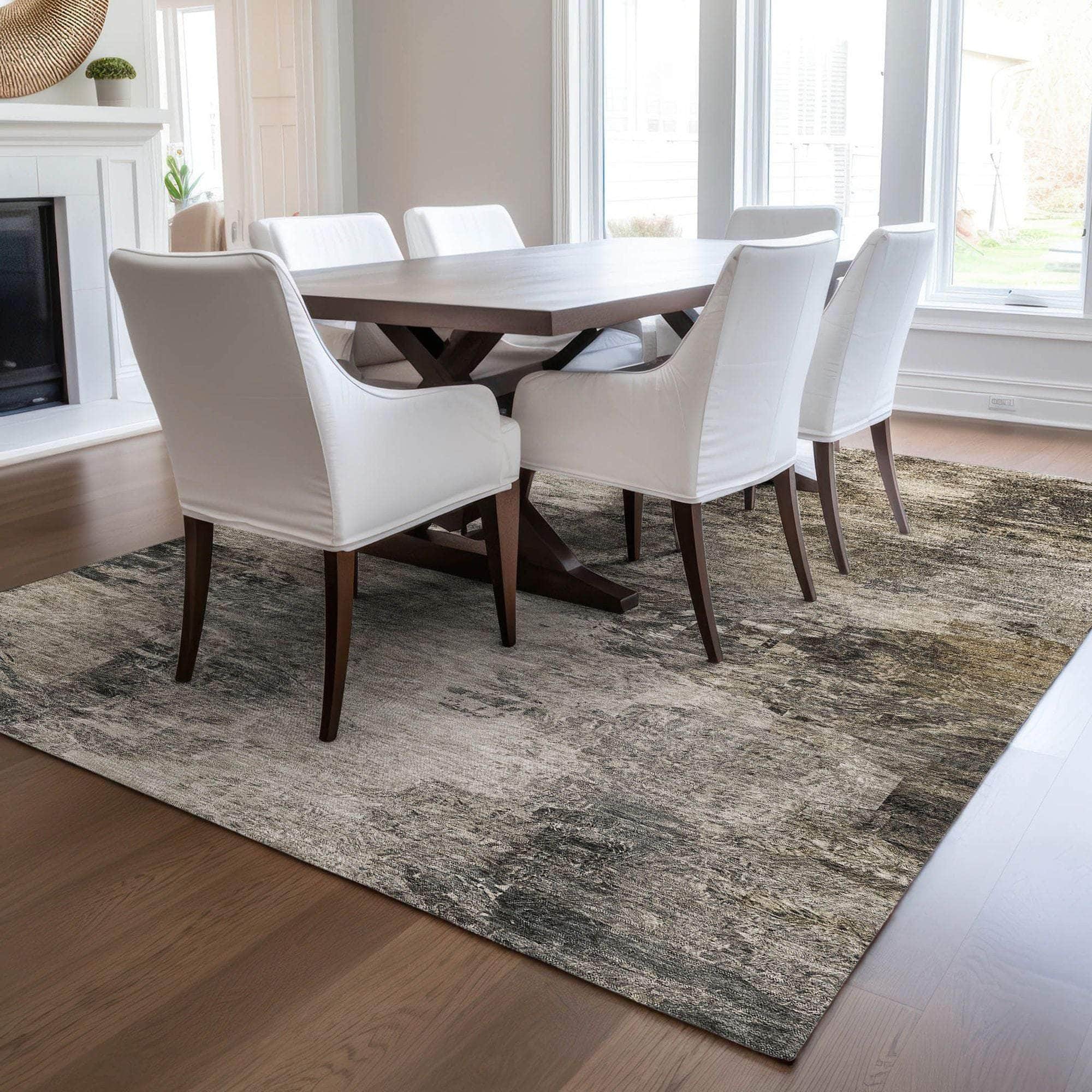 Machine Made ACN592 Taupe Brown Rugs 