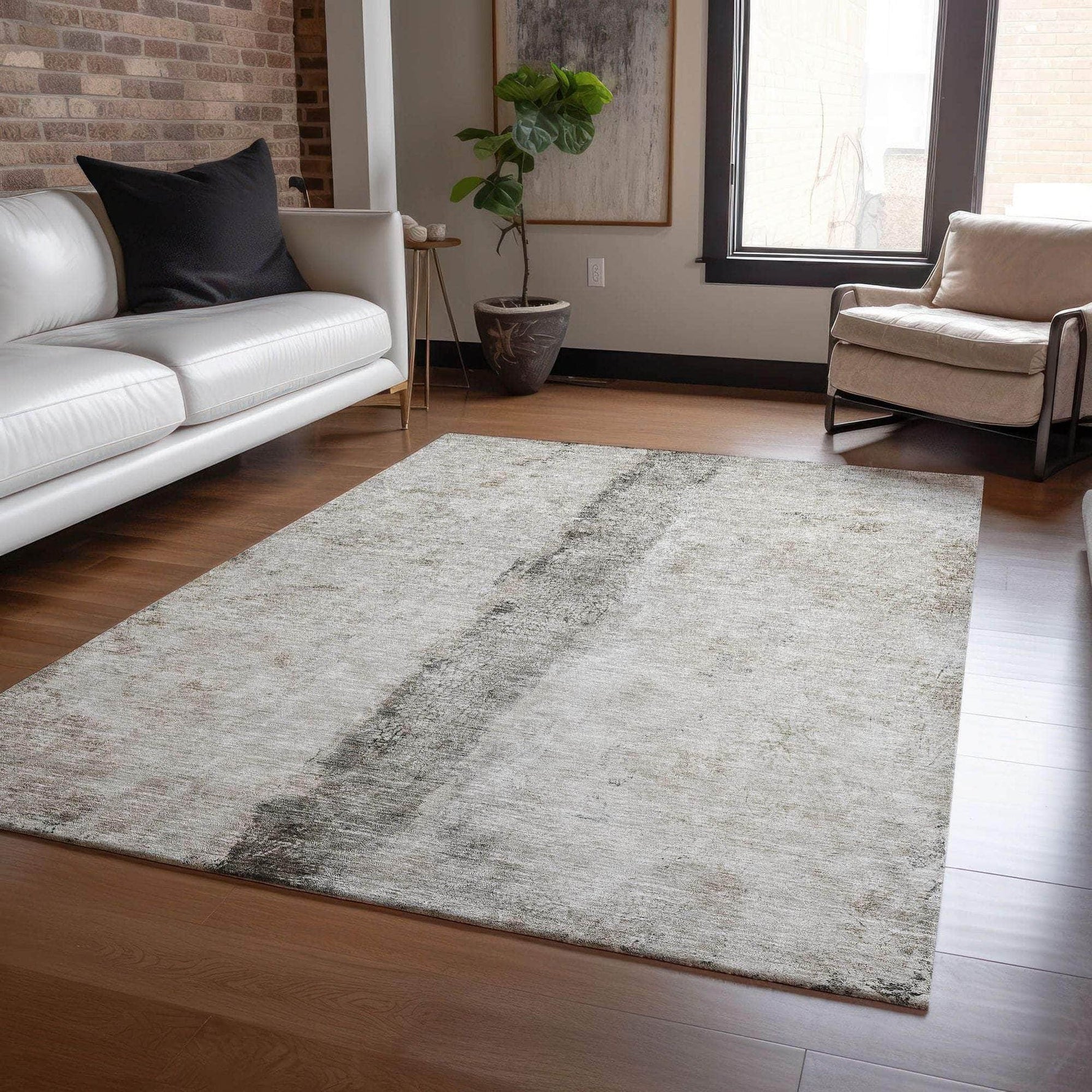 Machine Made ACN605 Taupe Brown Rugs 
