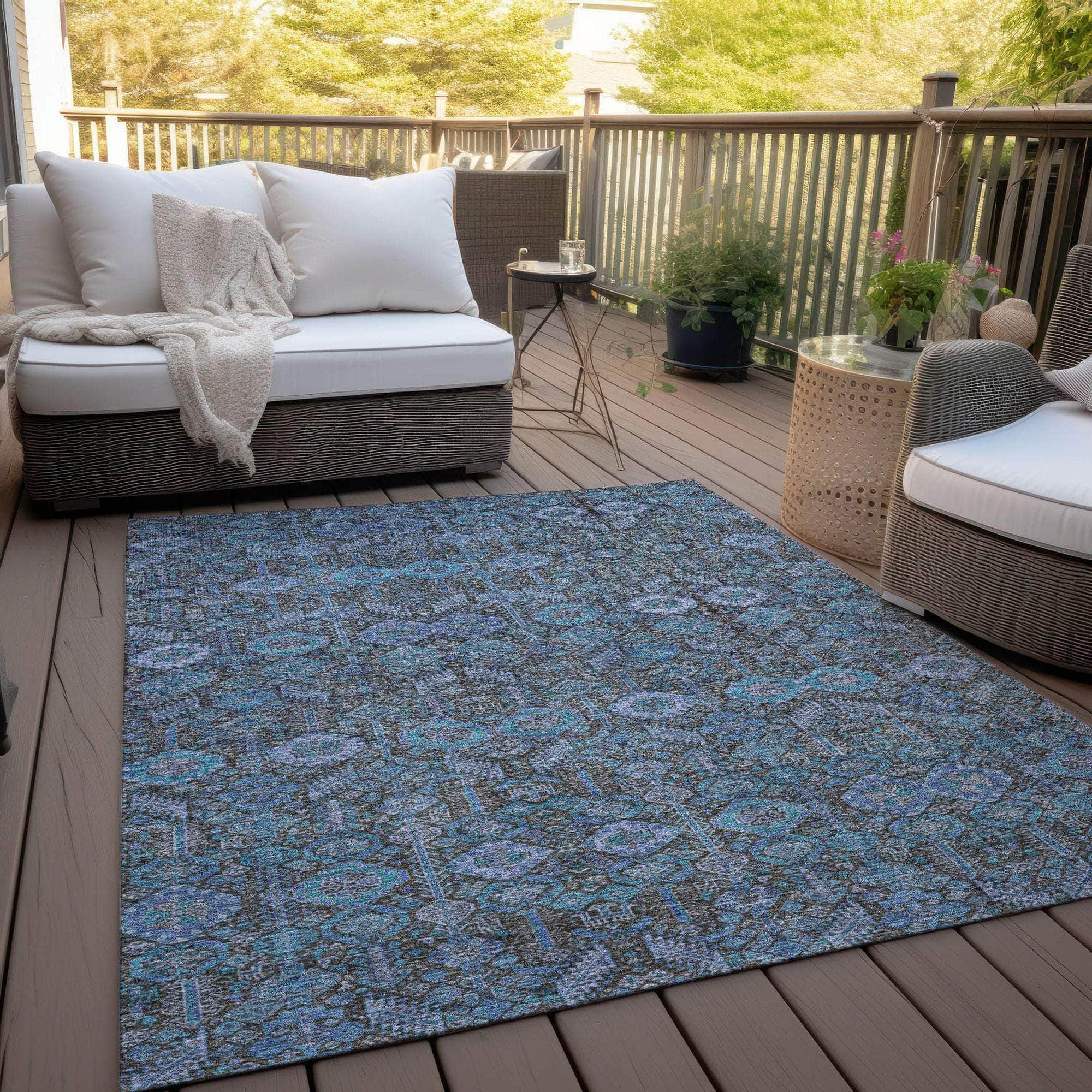 Machine Made ACN574 Teal  Rugs 