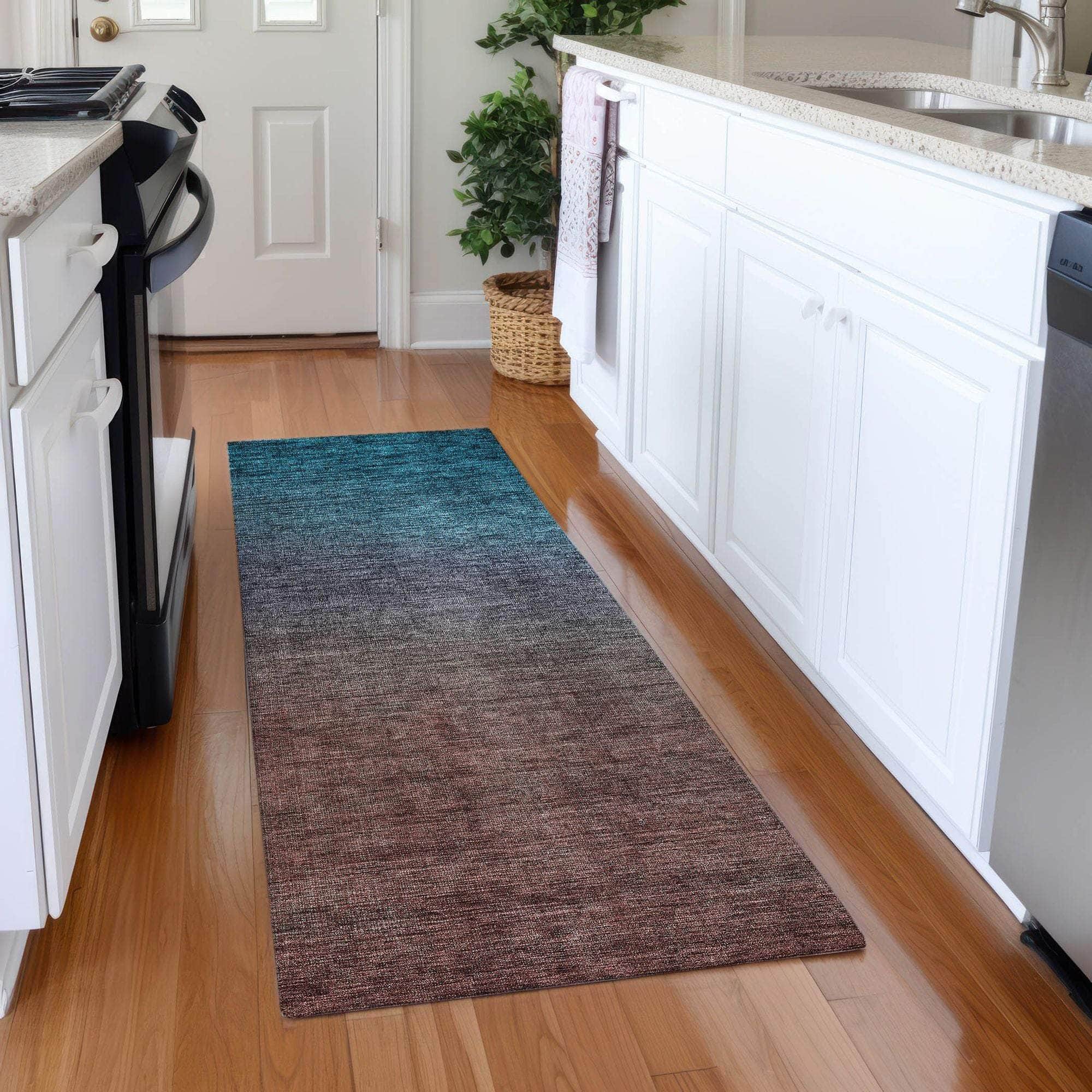 Machine Made ACN587 Teal  Rugs 