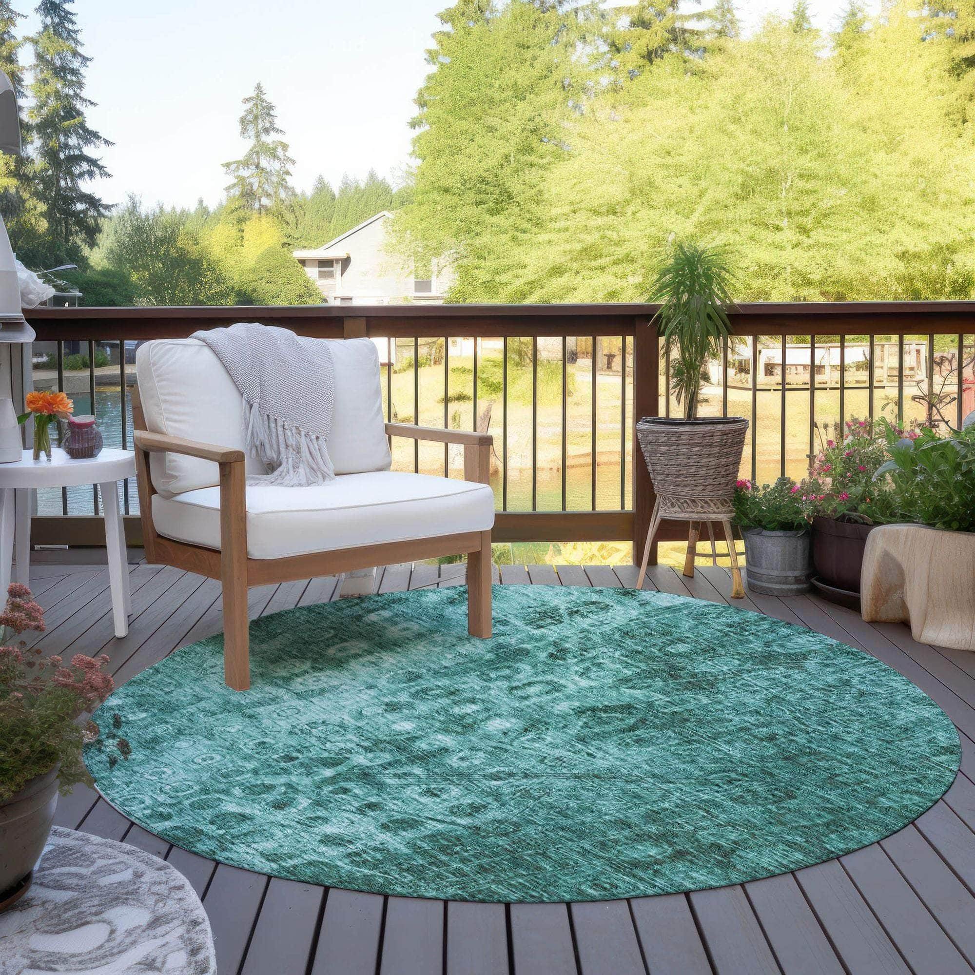 Machine Made ACN577 Teal  Rugs 