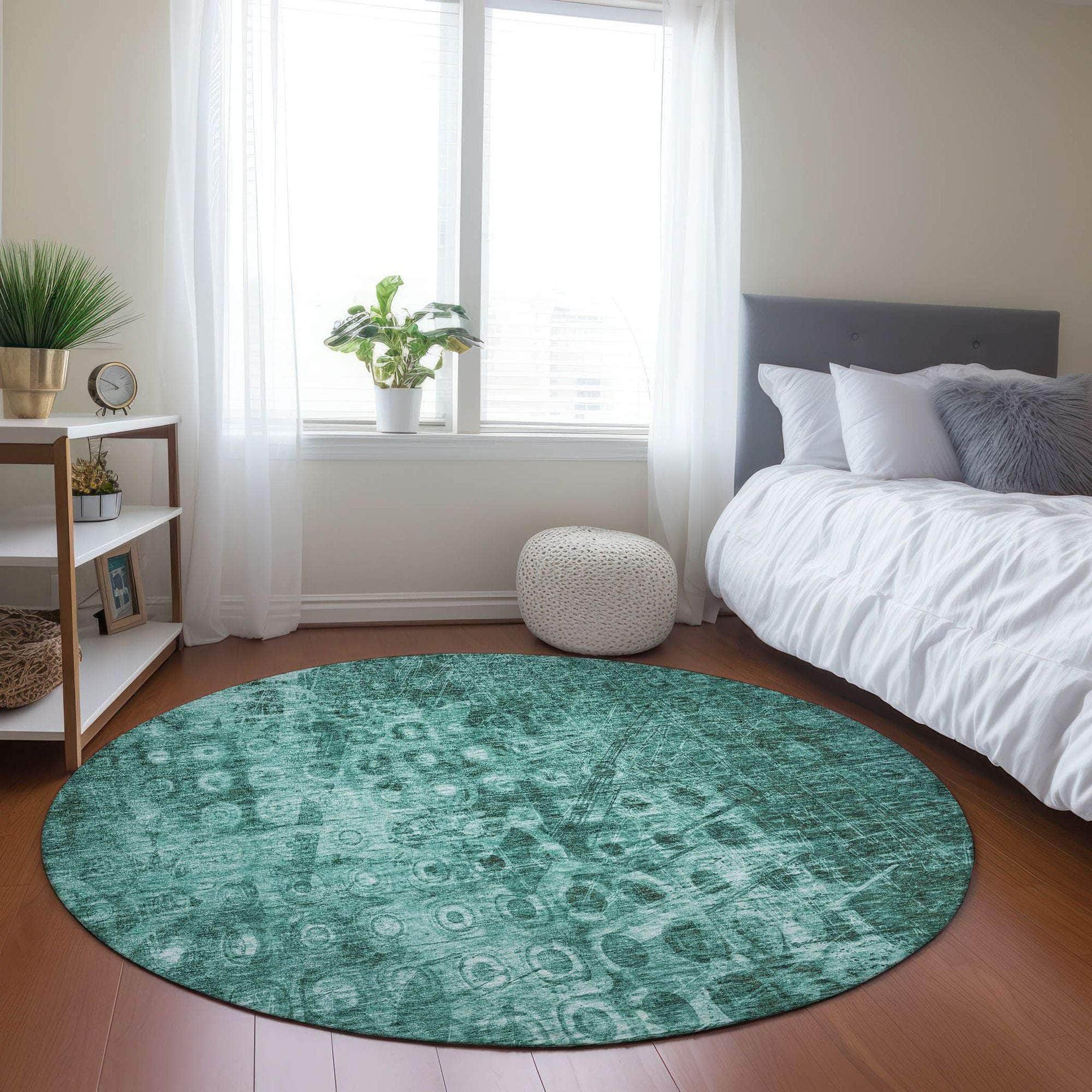 Machine Made ACN577 Teal  Rugs 