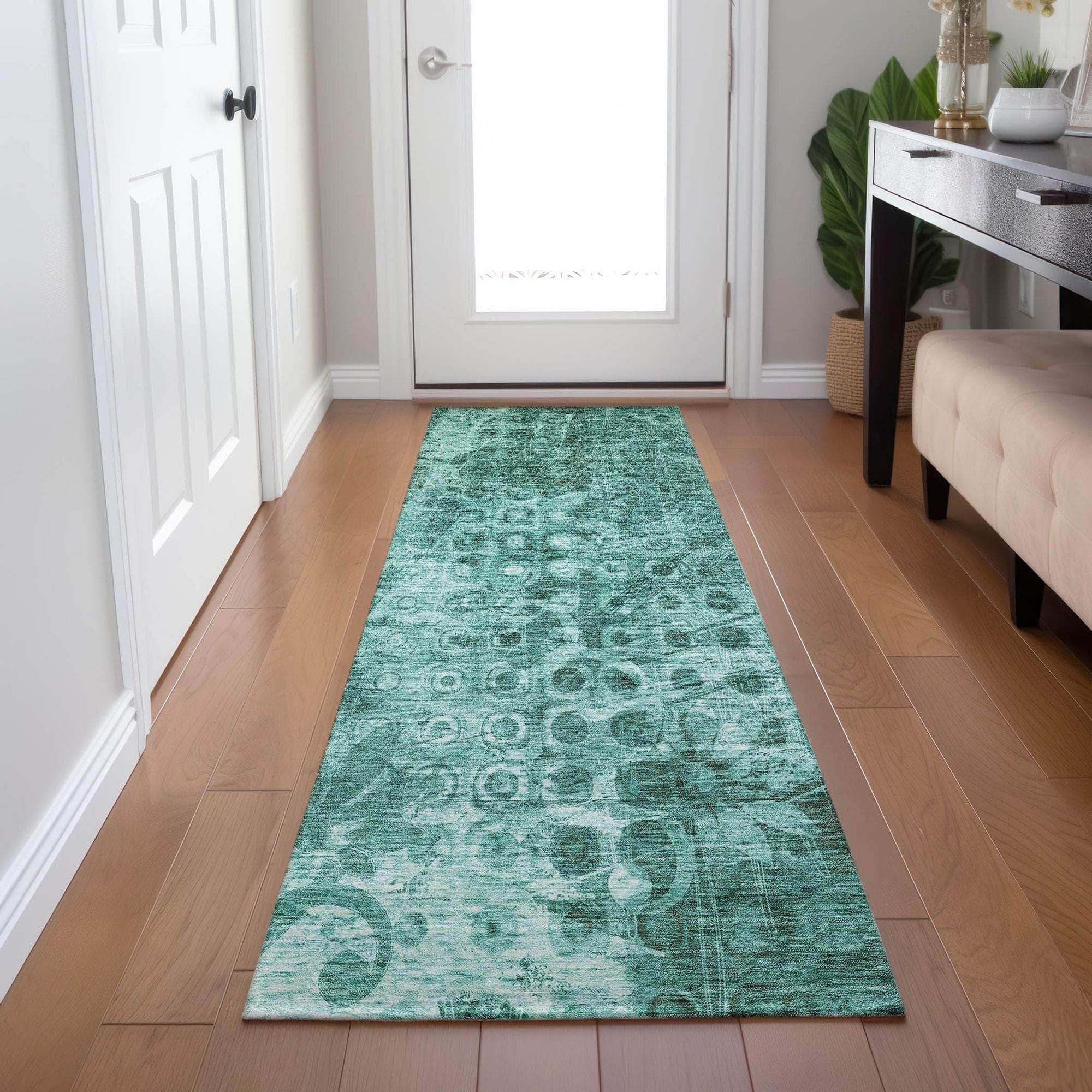 Machine Made ACN577 Teal  Rugs 