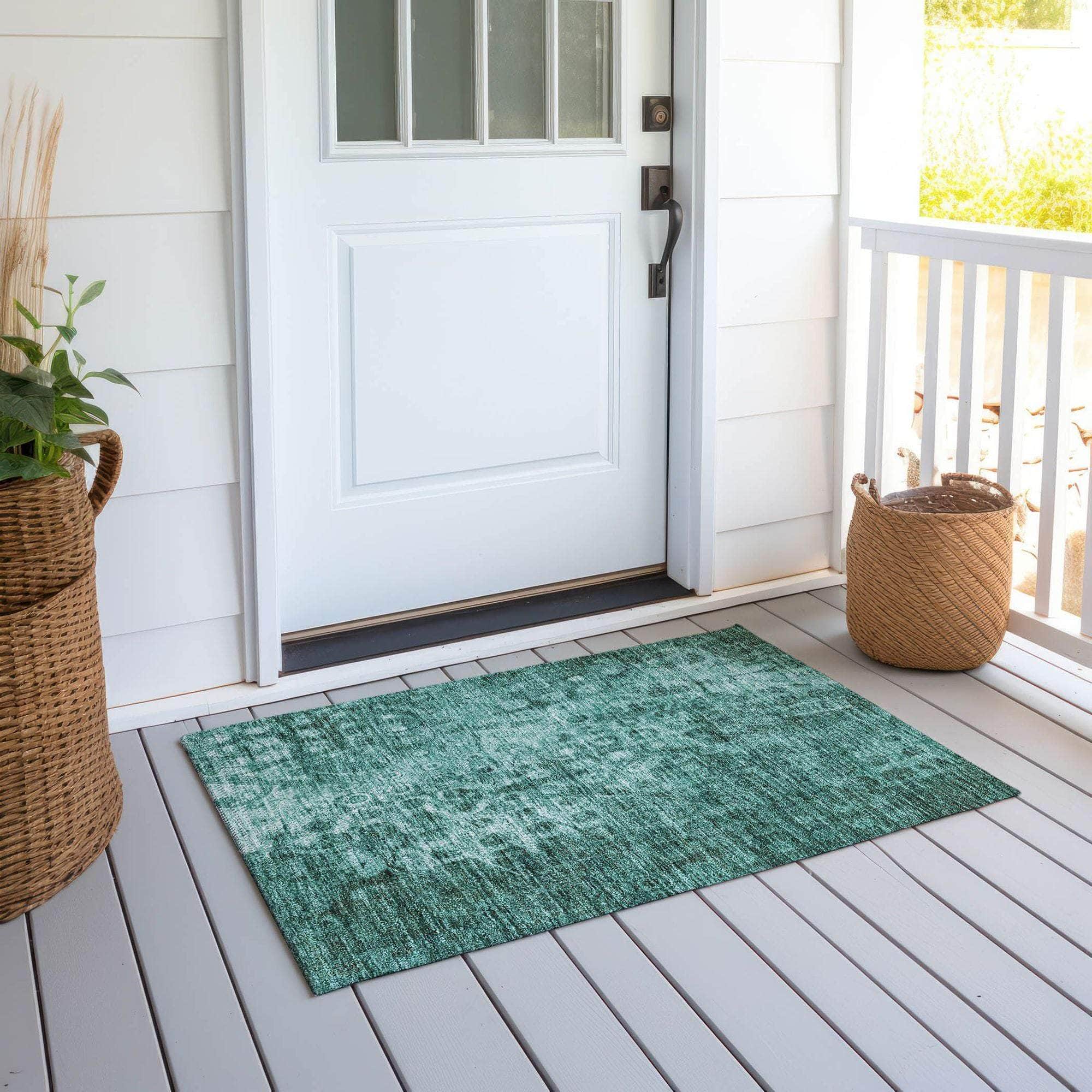 Machine Made ACN577 Teal  Rugs 