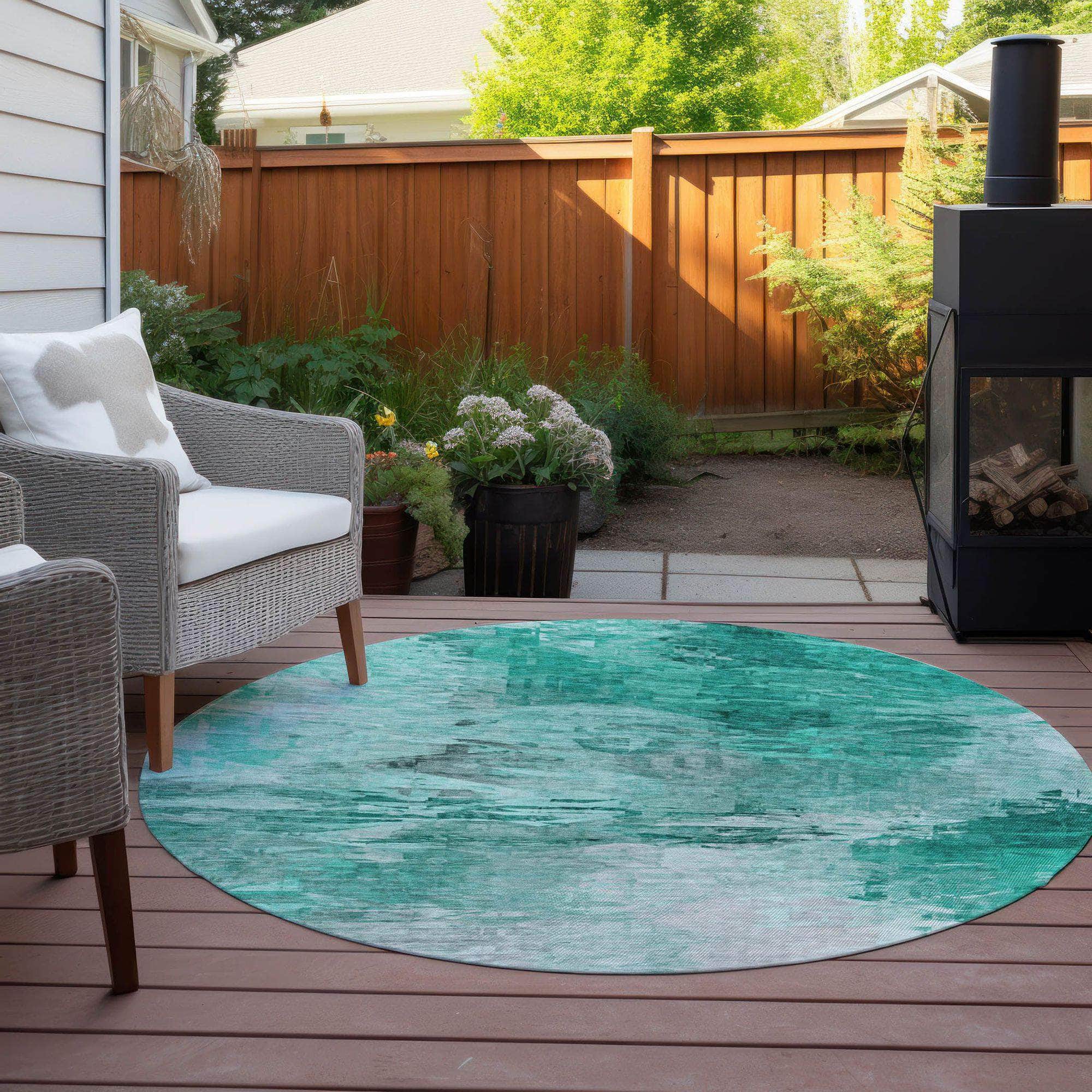Machine Made ACN595 Teal  Rugs 