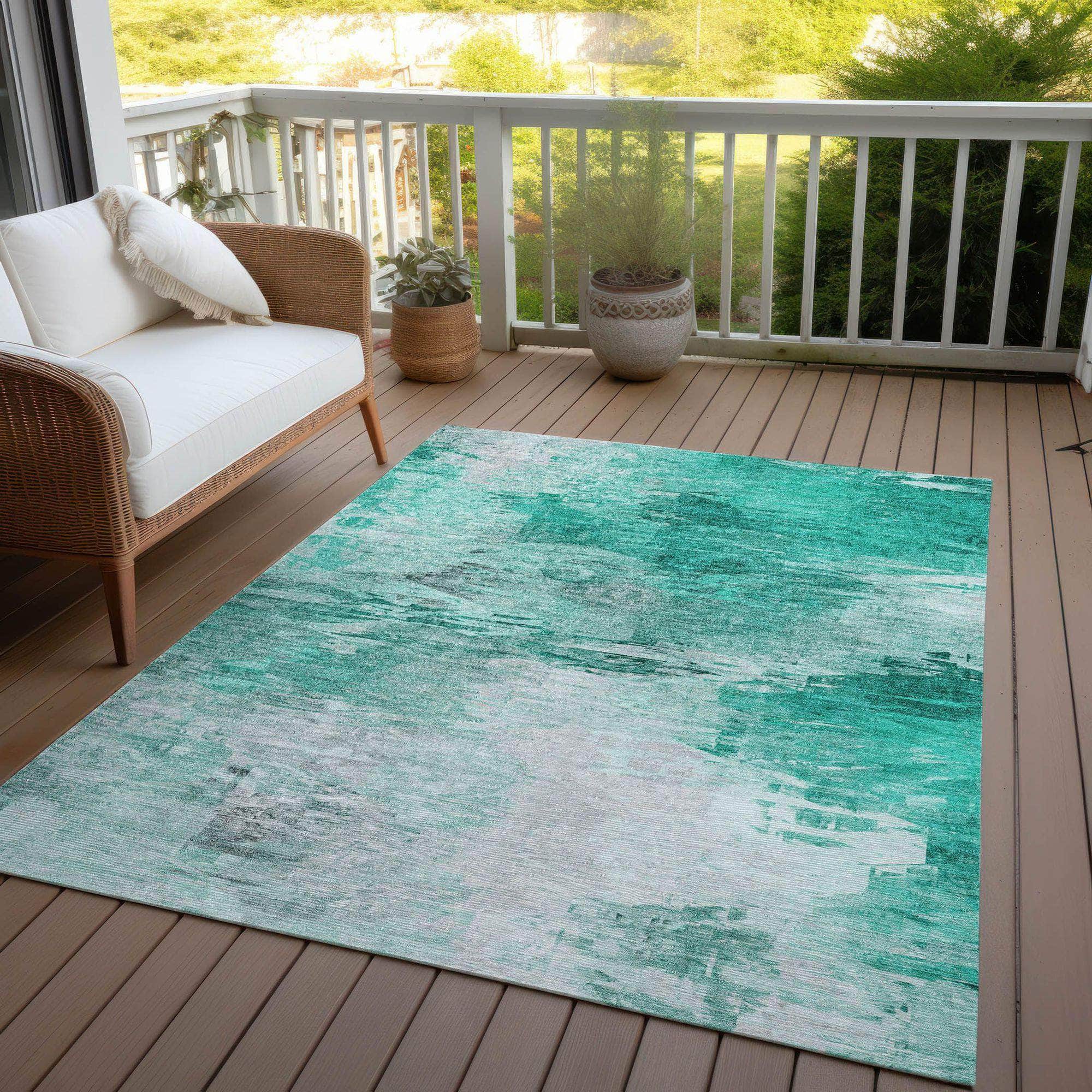 Machine Made ACN595 Teal  Rugs 