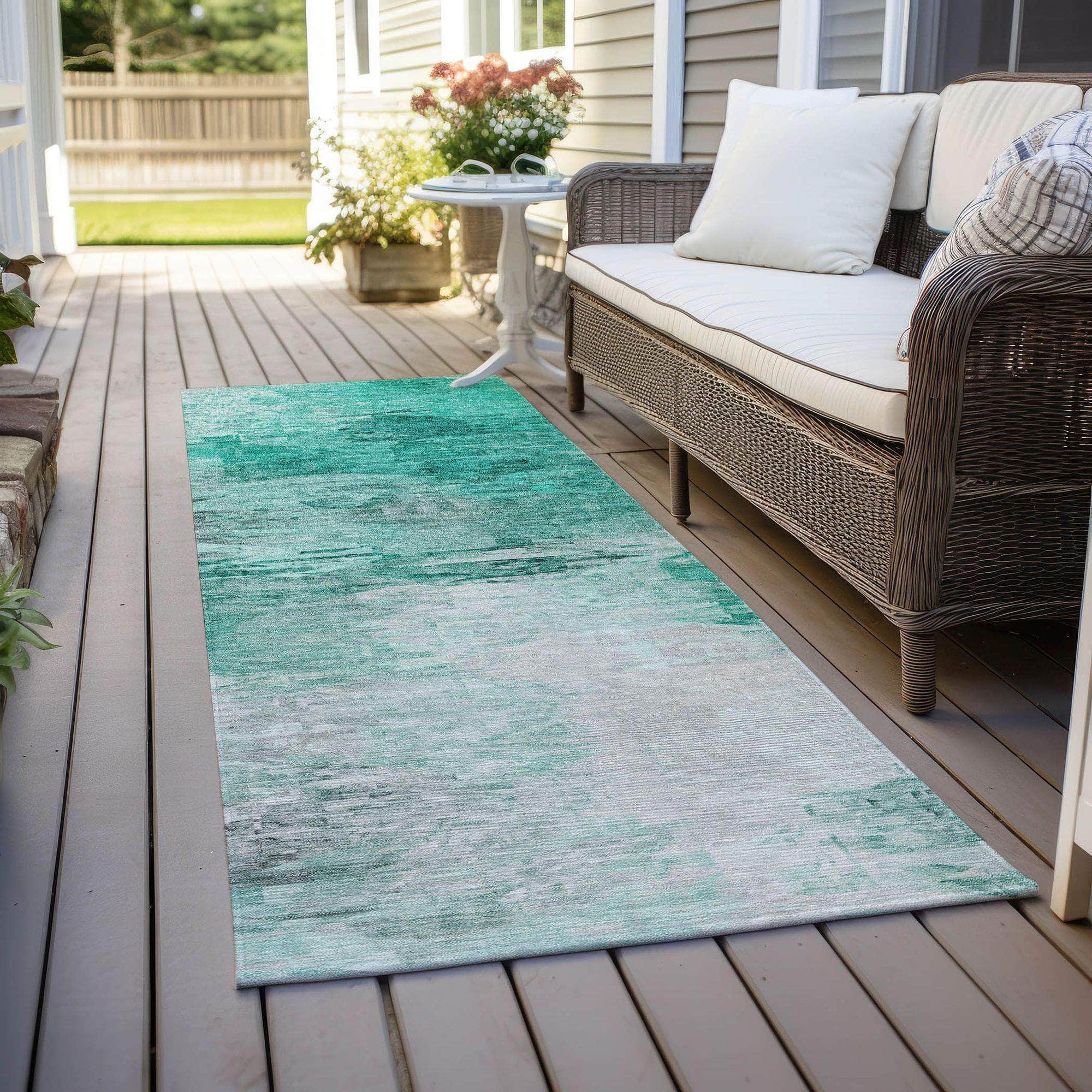 Machine Made ACN595 Teal  Rugs 