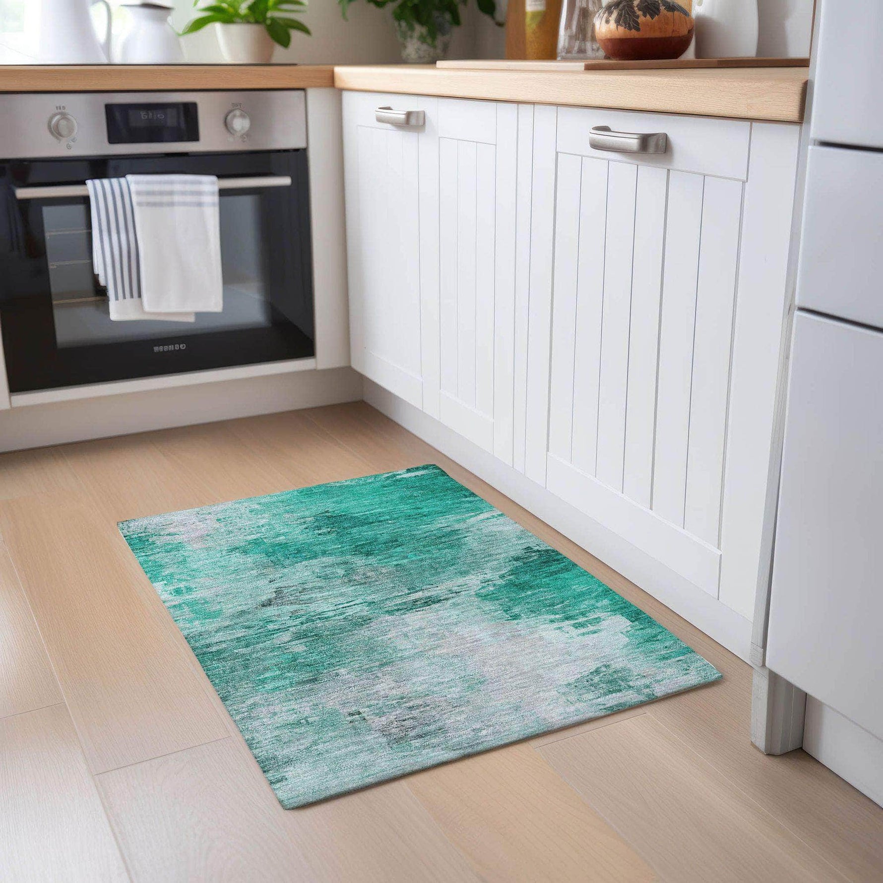Machine Made ACN595 Teal  Rugs 