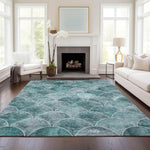 Machine Made ACN594 Teal  Rugs 