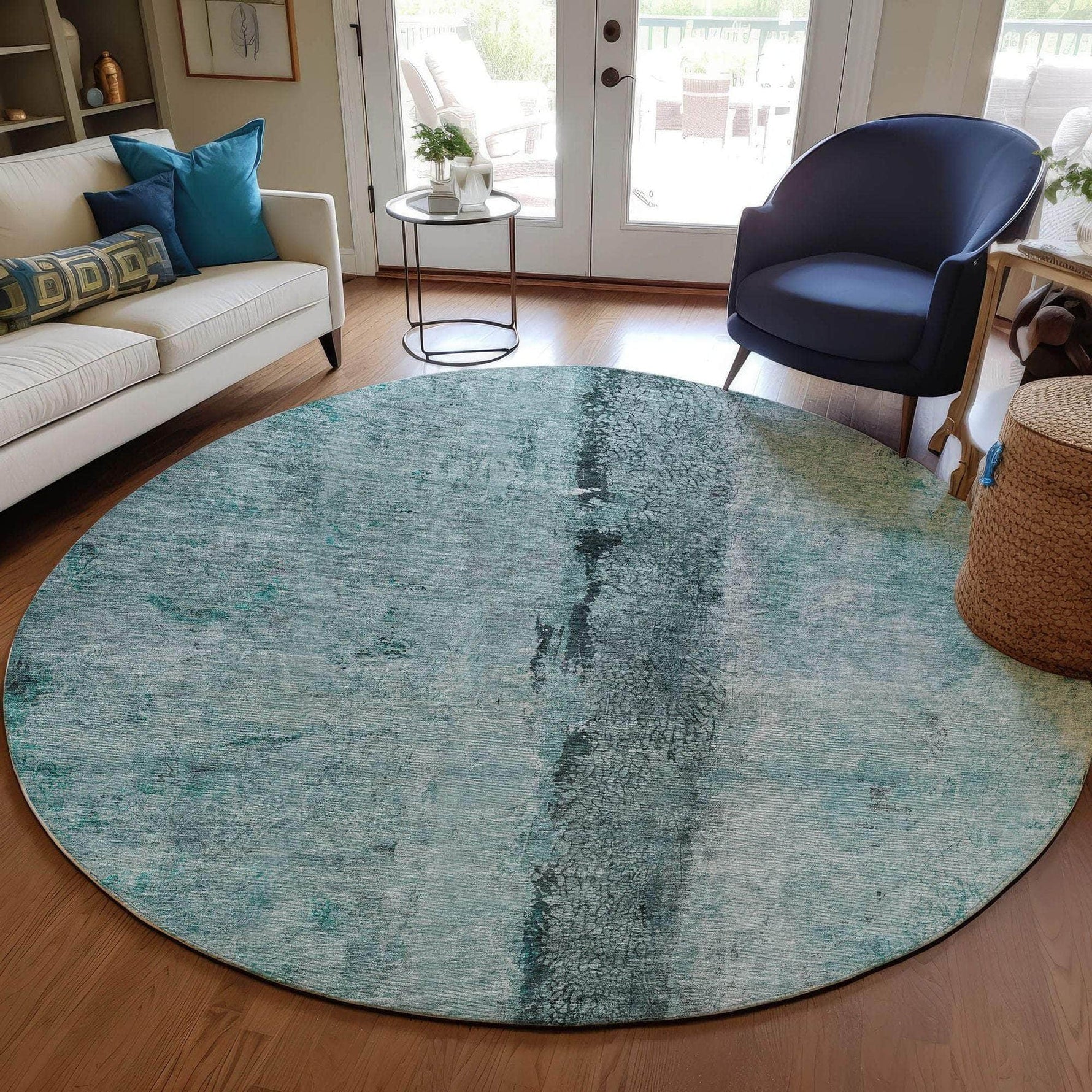 Machine Made ACN605 Teal  Rugs 