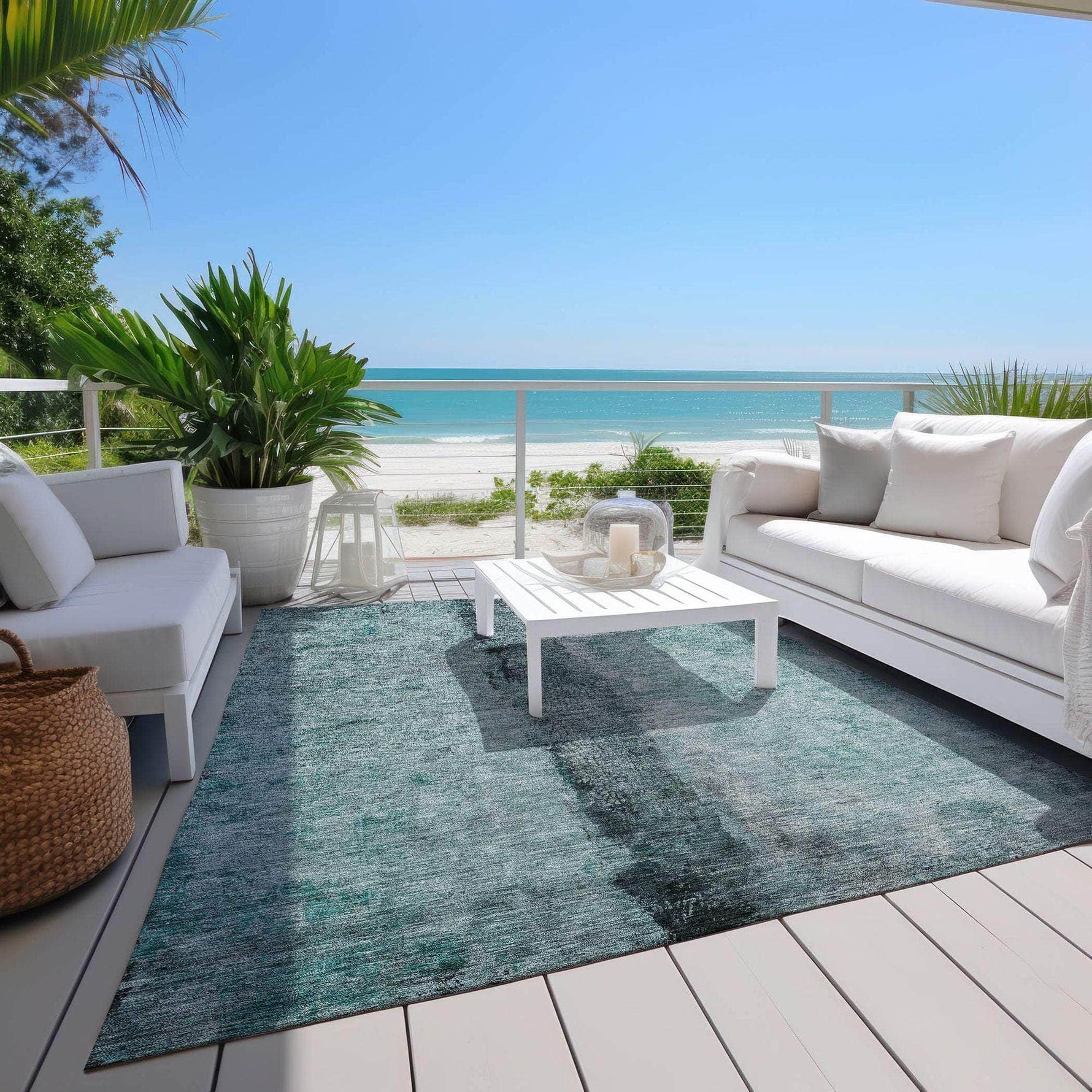 Machine Made ACN605 Teal  Rugs 