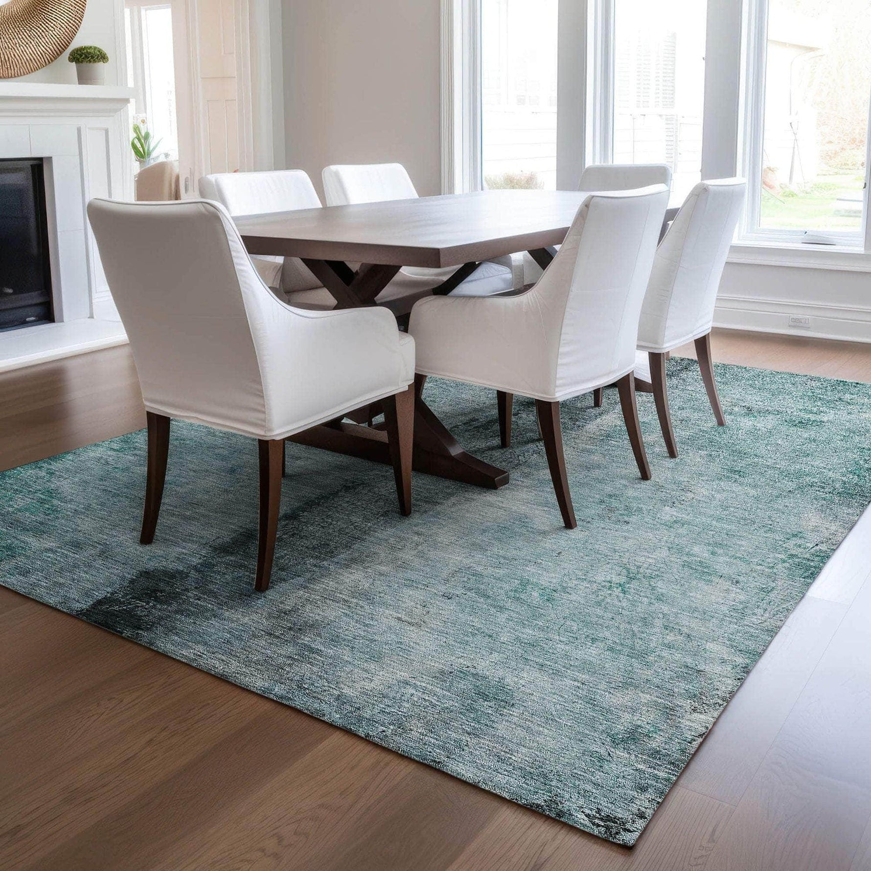 Machine Made ACN605 Teal  Rugs 