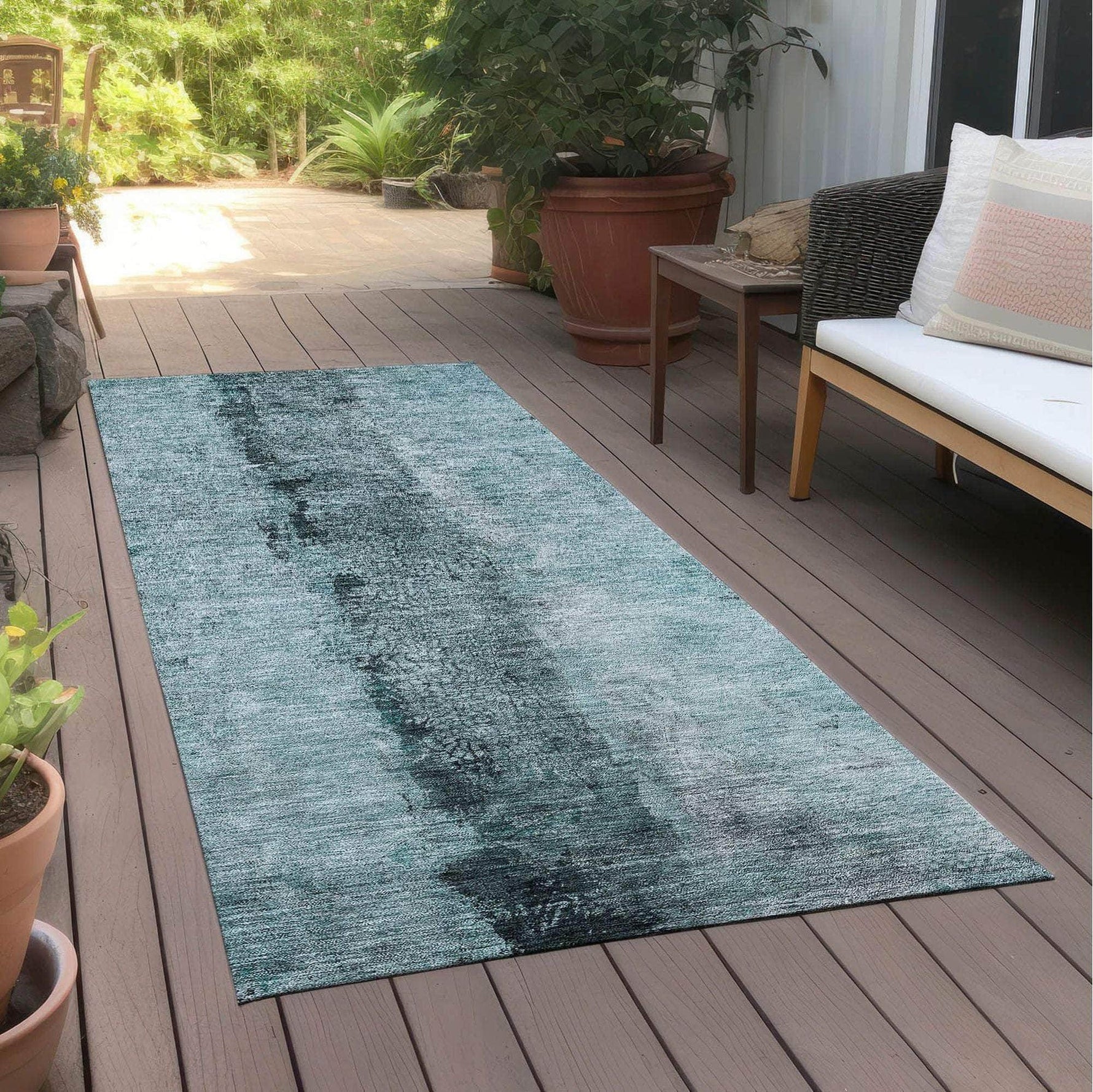 Machine Made ACN605 Teal  Rugs 