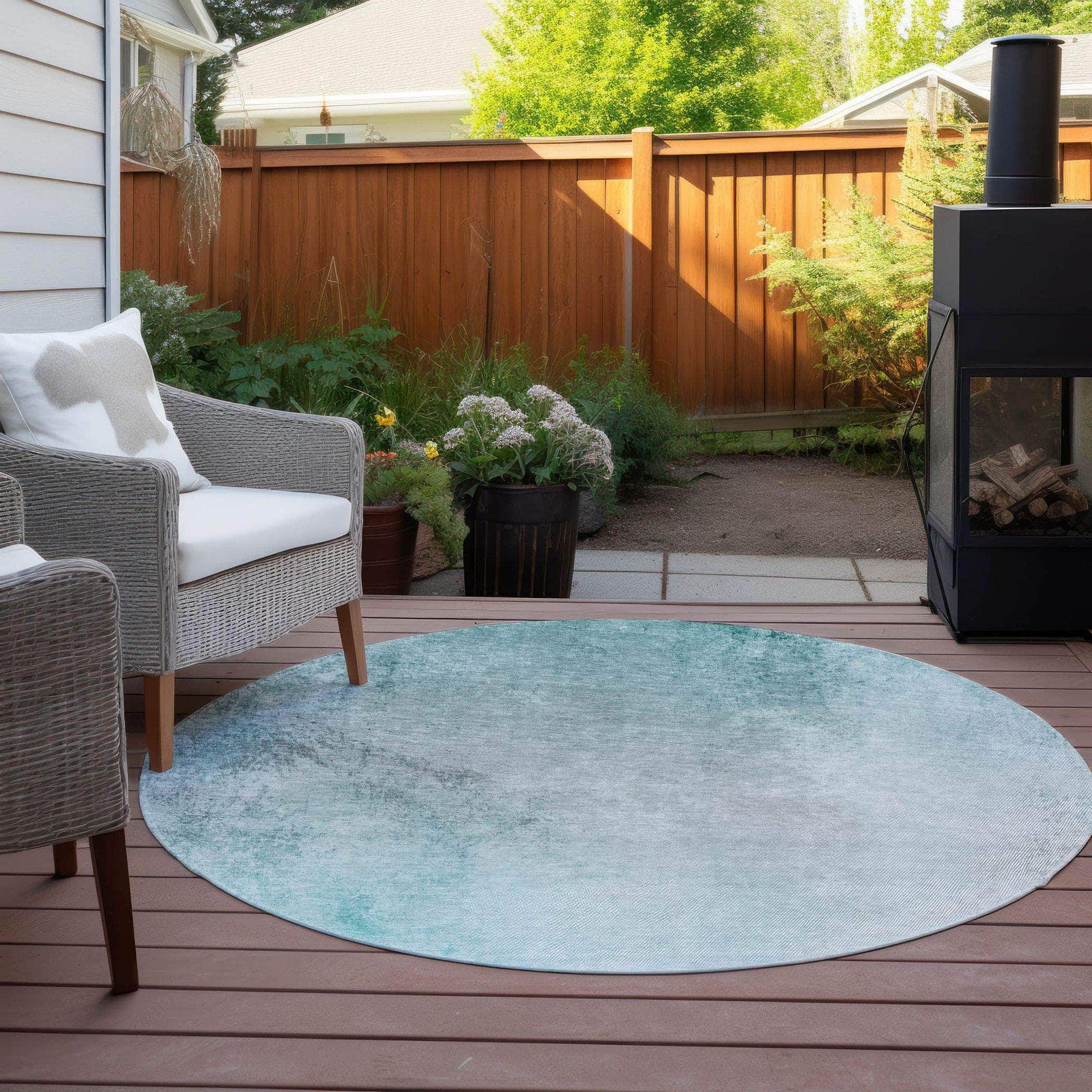 Machine Made ACN601 Teal  Rugs 