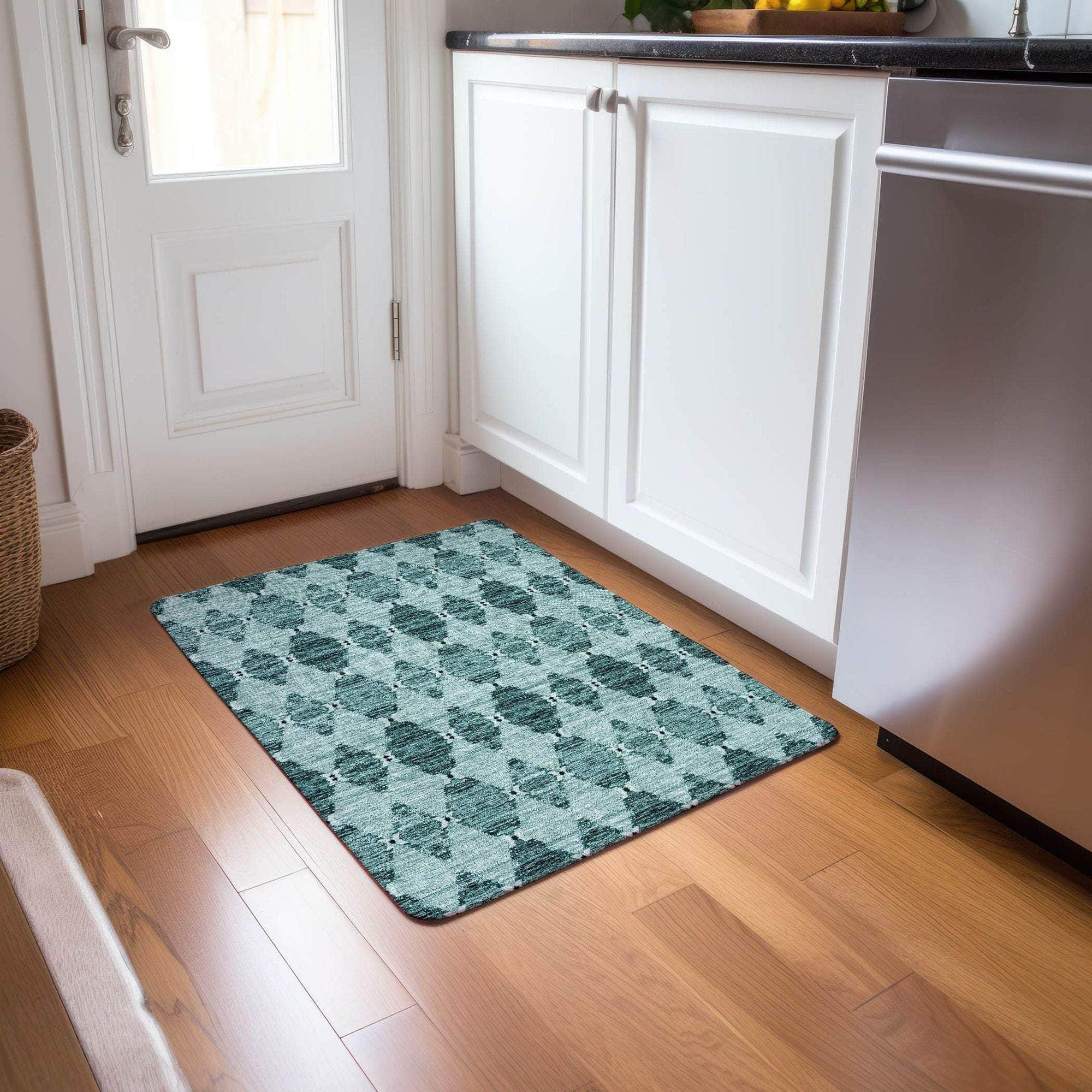 Machine Made ACN610 Teal  Rugs 