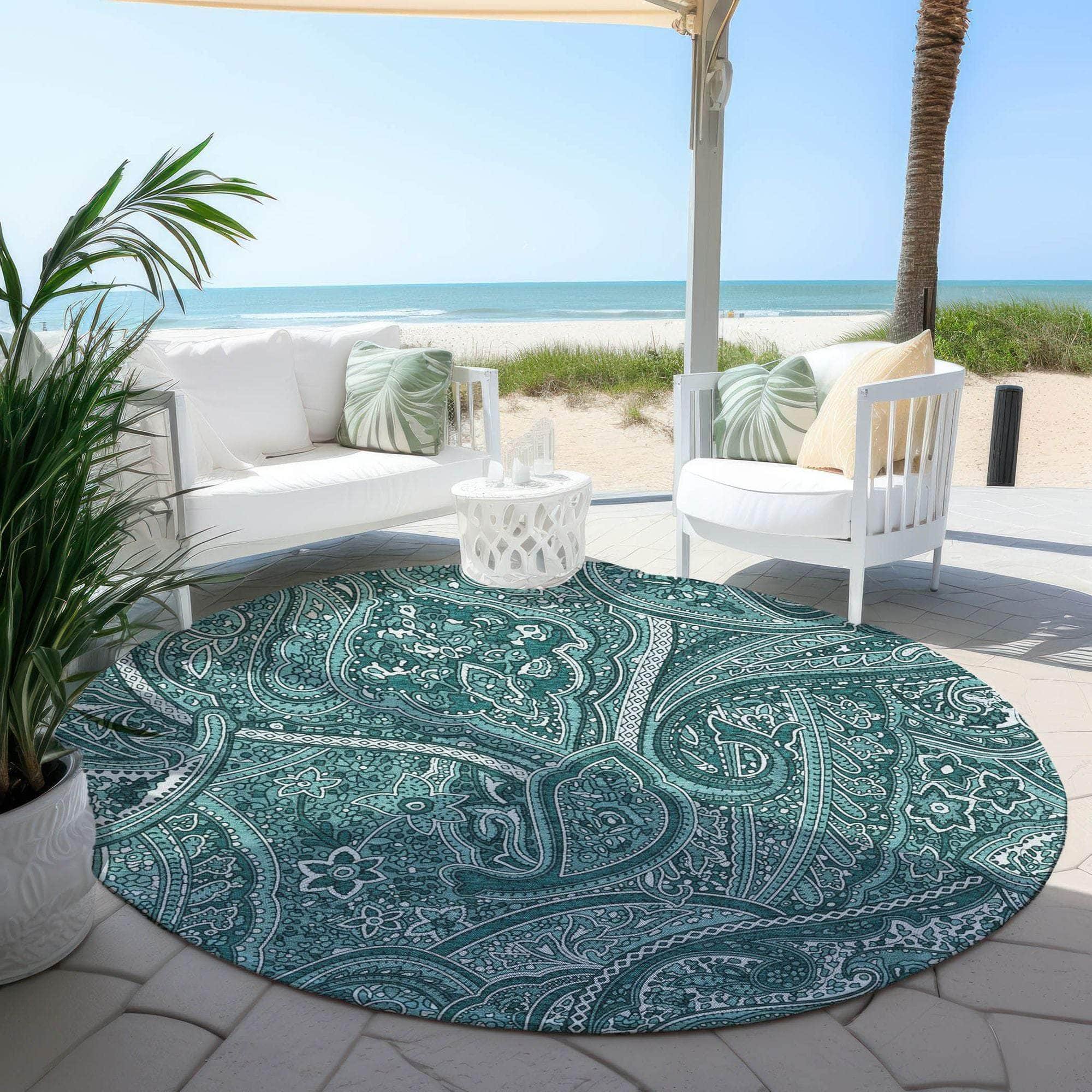 Machine Made ACN623 Teal  Rugs 