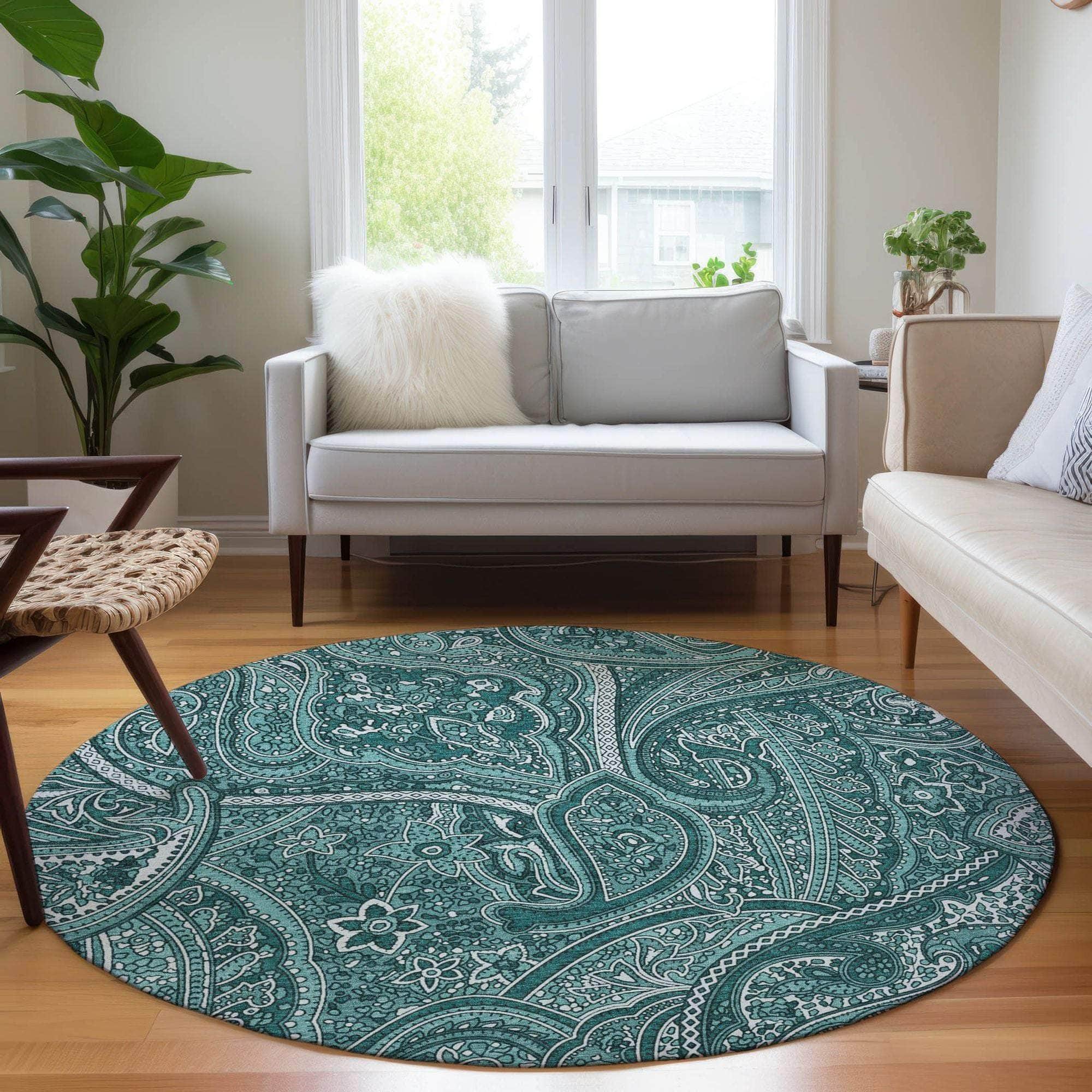Machine Made ACN623 Teal  Rugs 