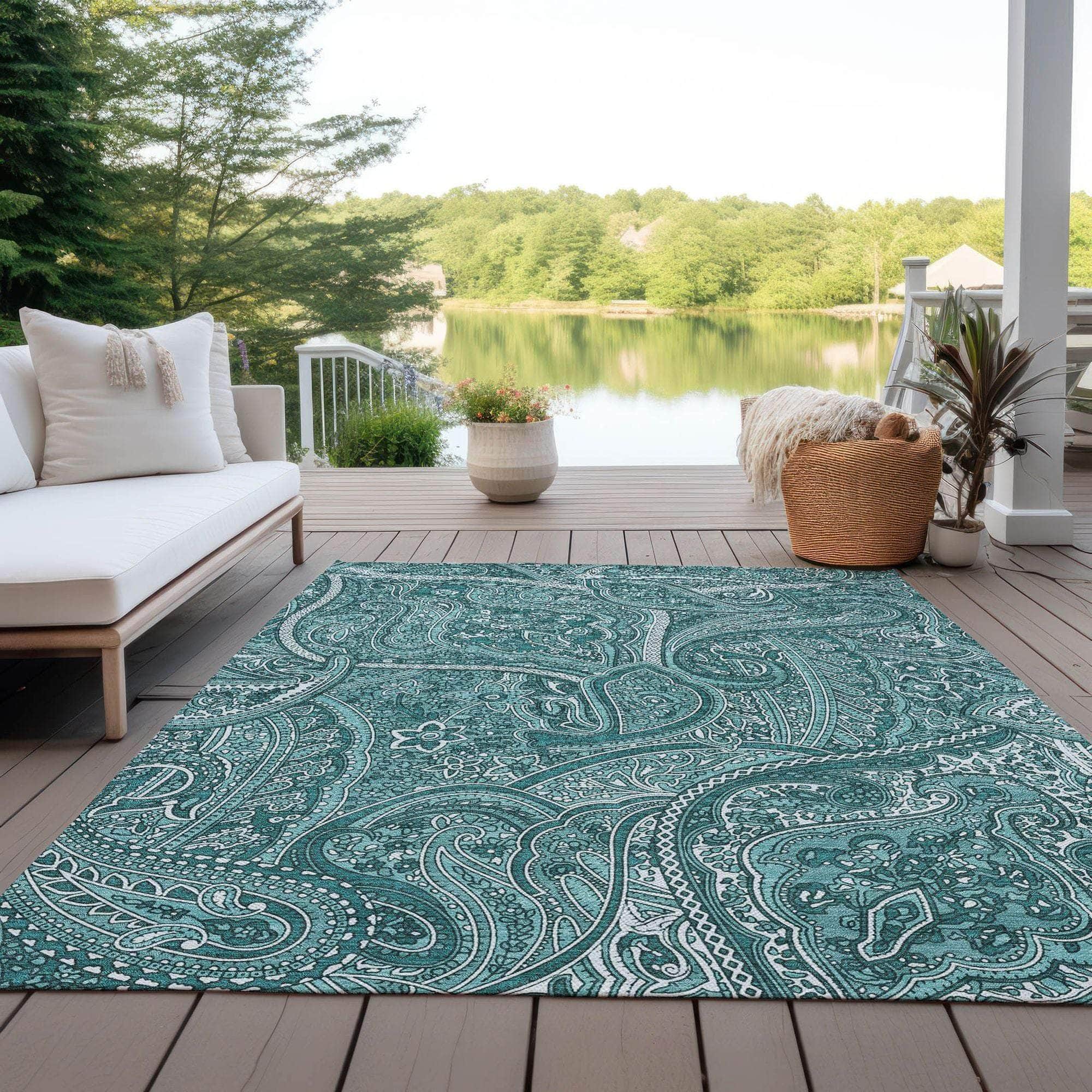 Machine Made ACN623 Teal  Rugs 
