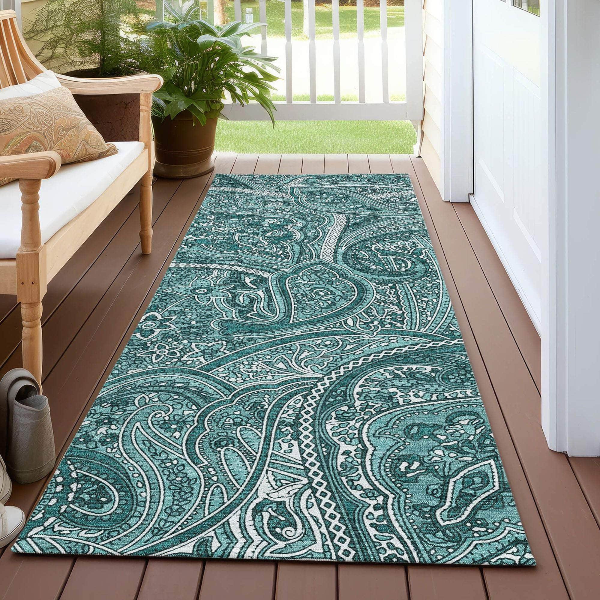 Machine Made ACN623 Teal  Rugs 