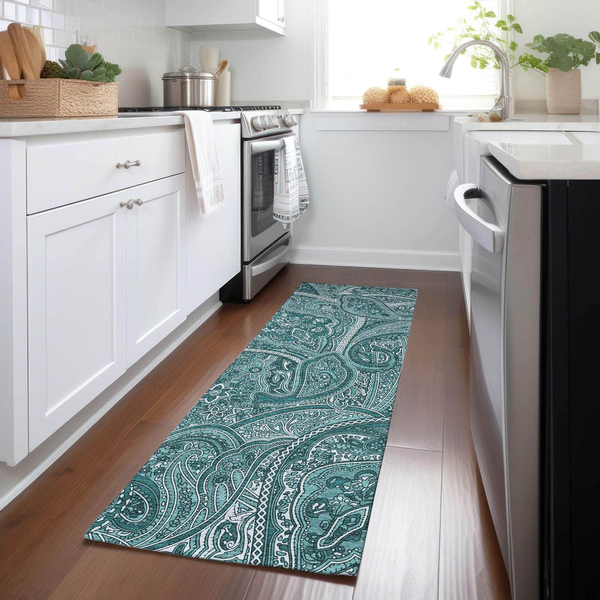Machine Made ACN623 Teal  Rugs 