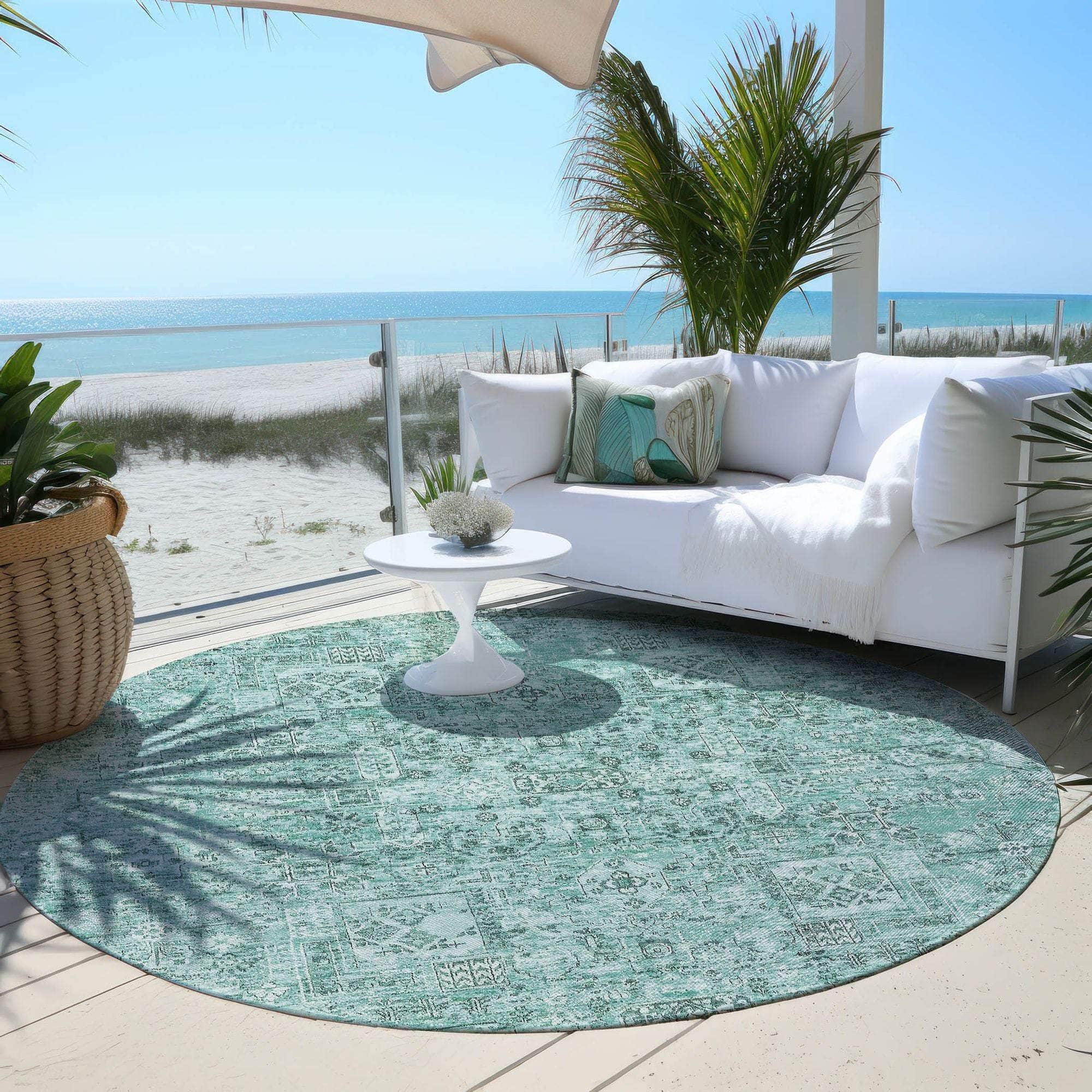 Machine Made ACN611 Teal  Rugs 