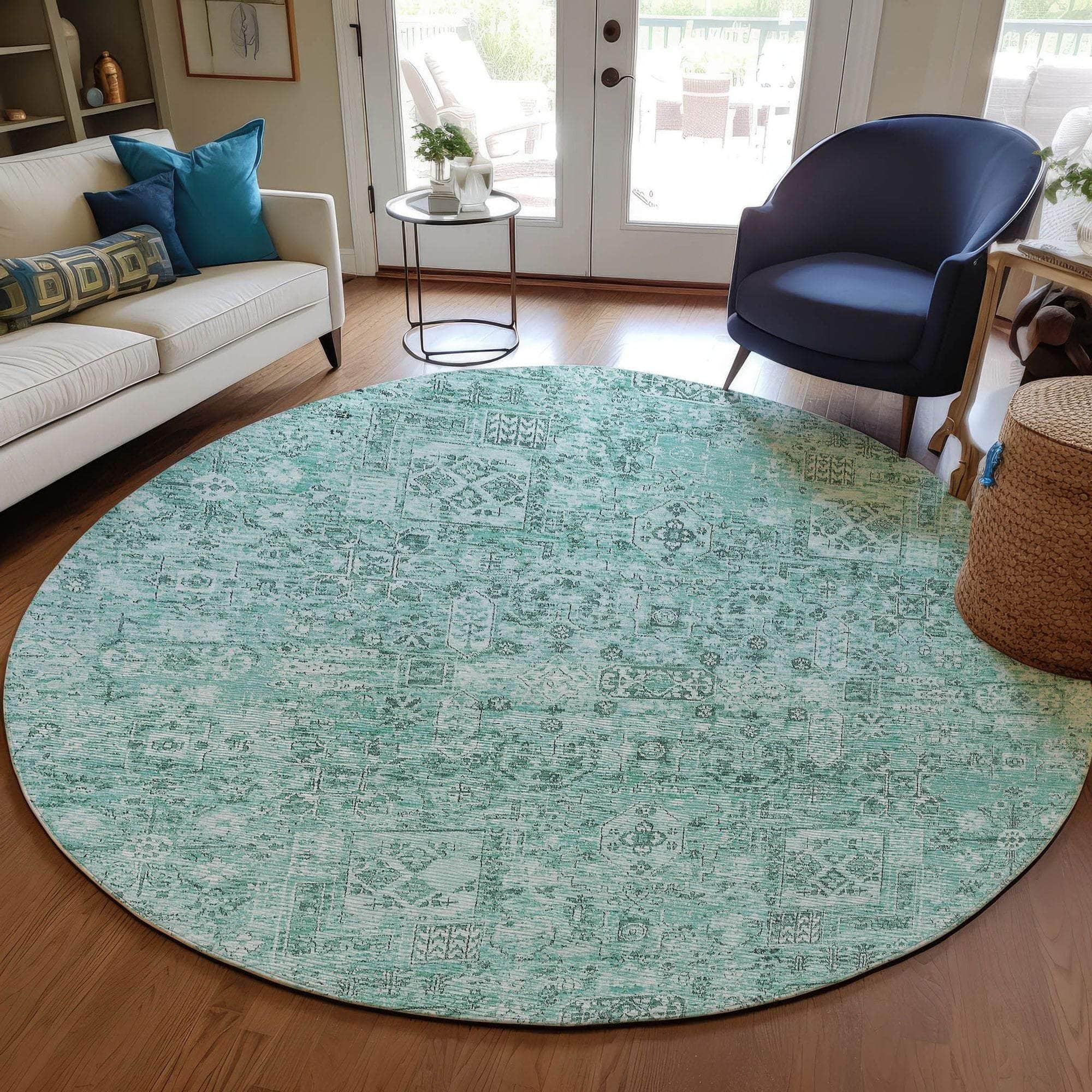 Machine Made ACN611 Teal  Rugs 