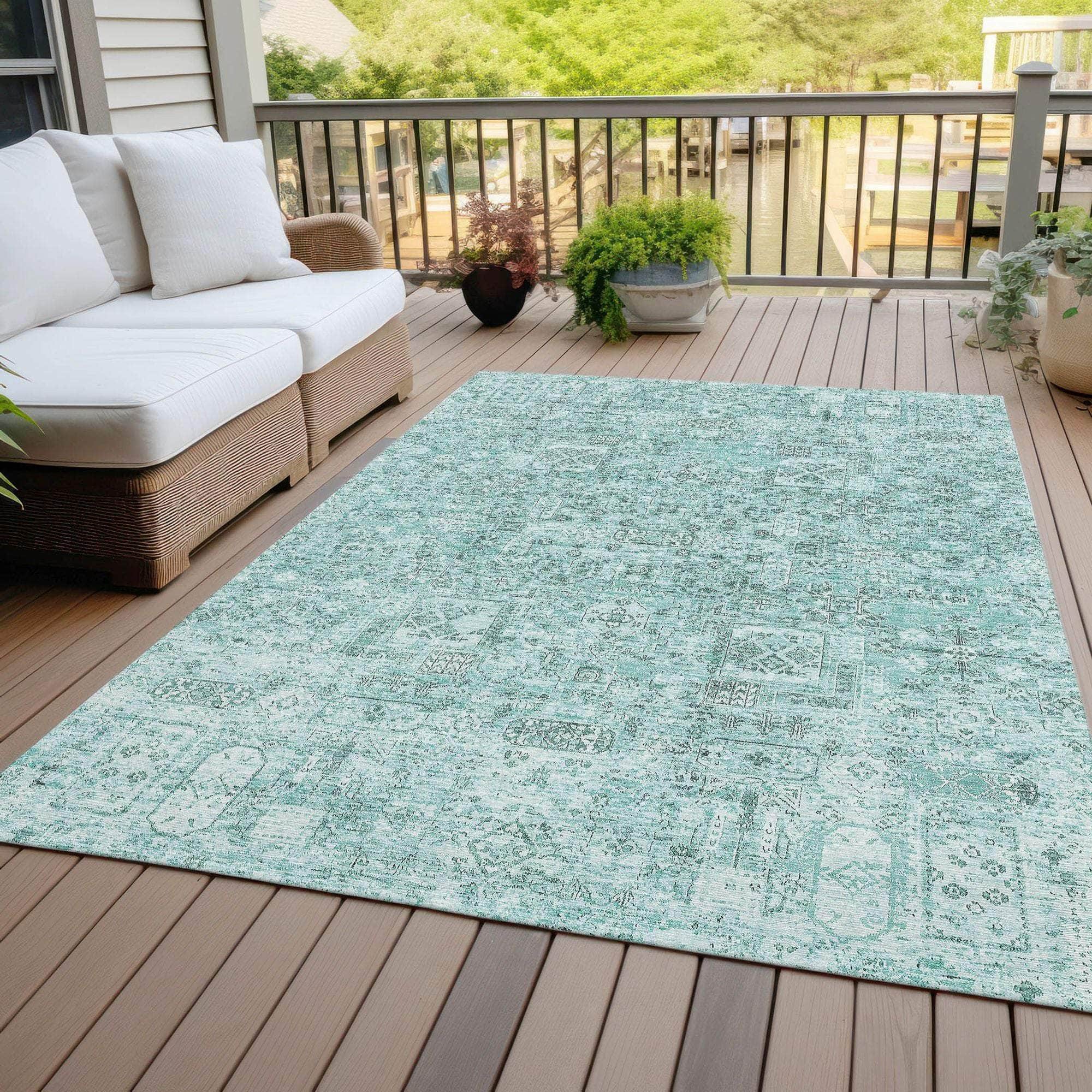 Machine Made ACN611 Teal  Rugs 