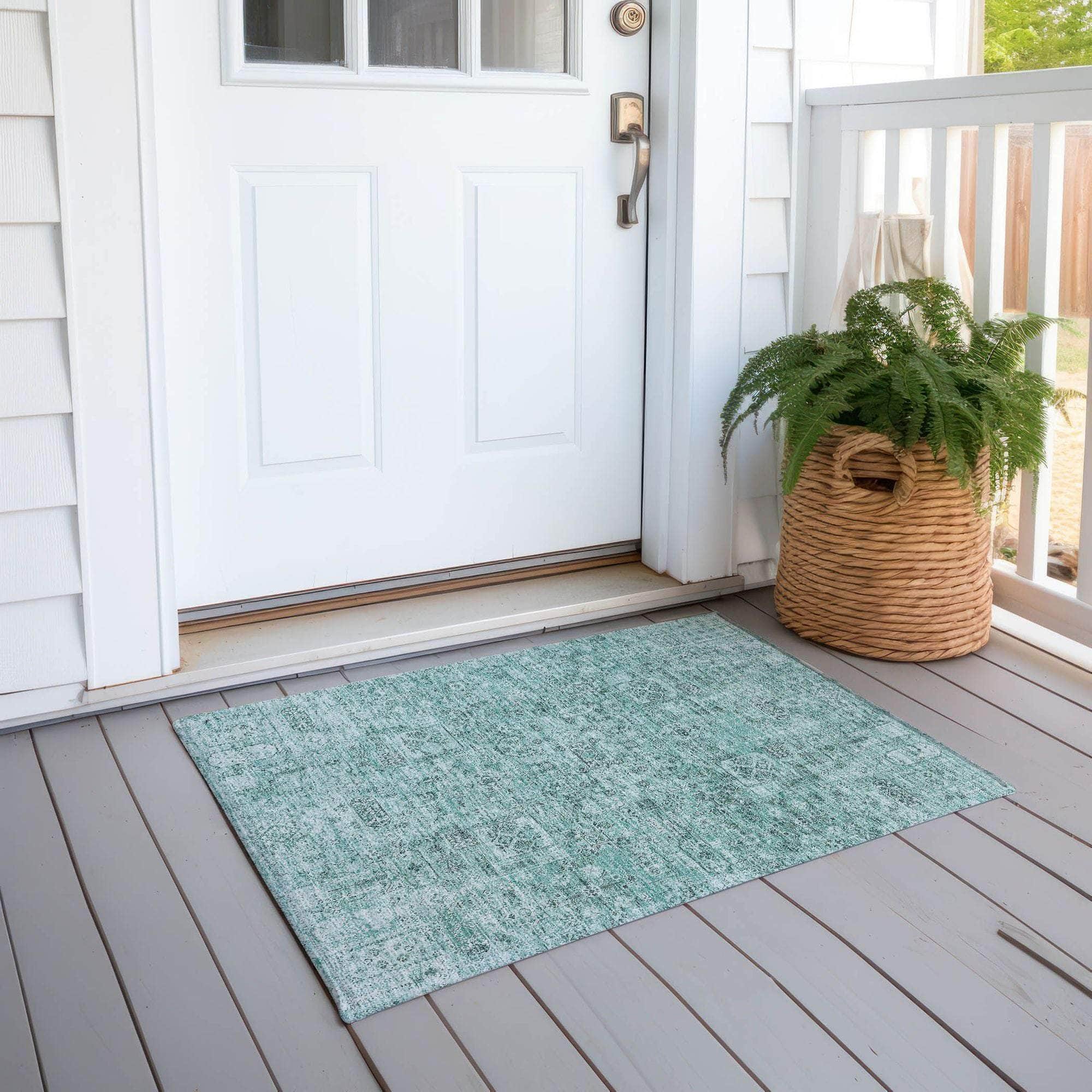 Machine Made ACN611 Teal  Rugs 
