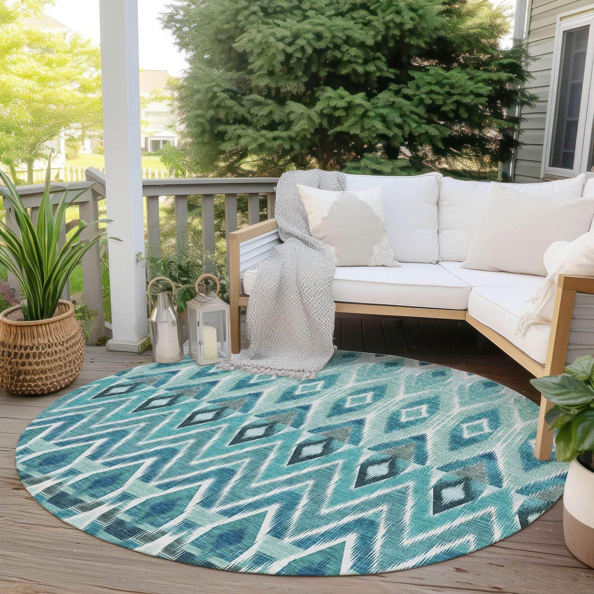 Machine Made ACN617 Teal  Rugs 