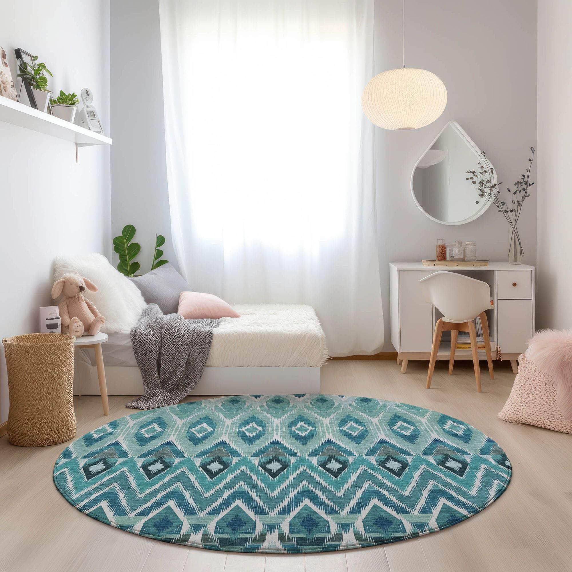 Machine Made ACN617 Teal  Rugs 