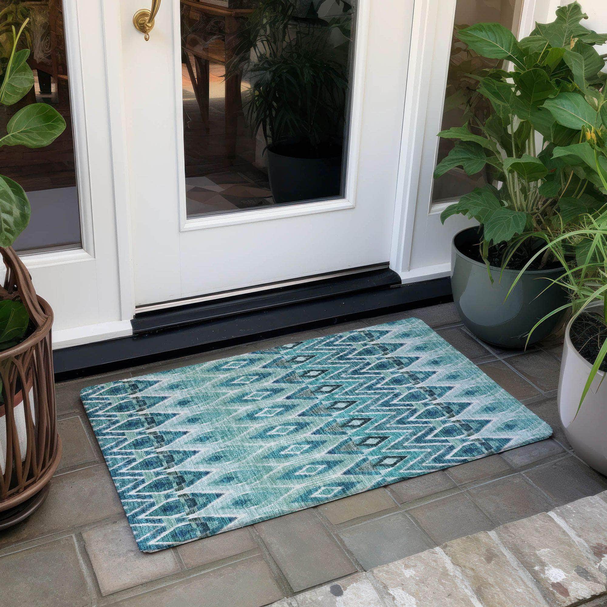 Machine Made ACN617 Teal  Rugs 