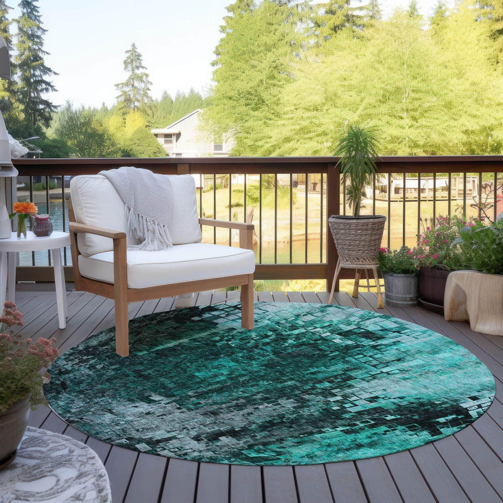 Machine Made ACN581 Teal  Rugs 