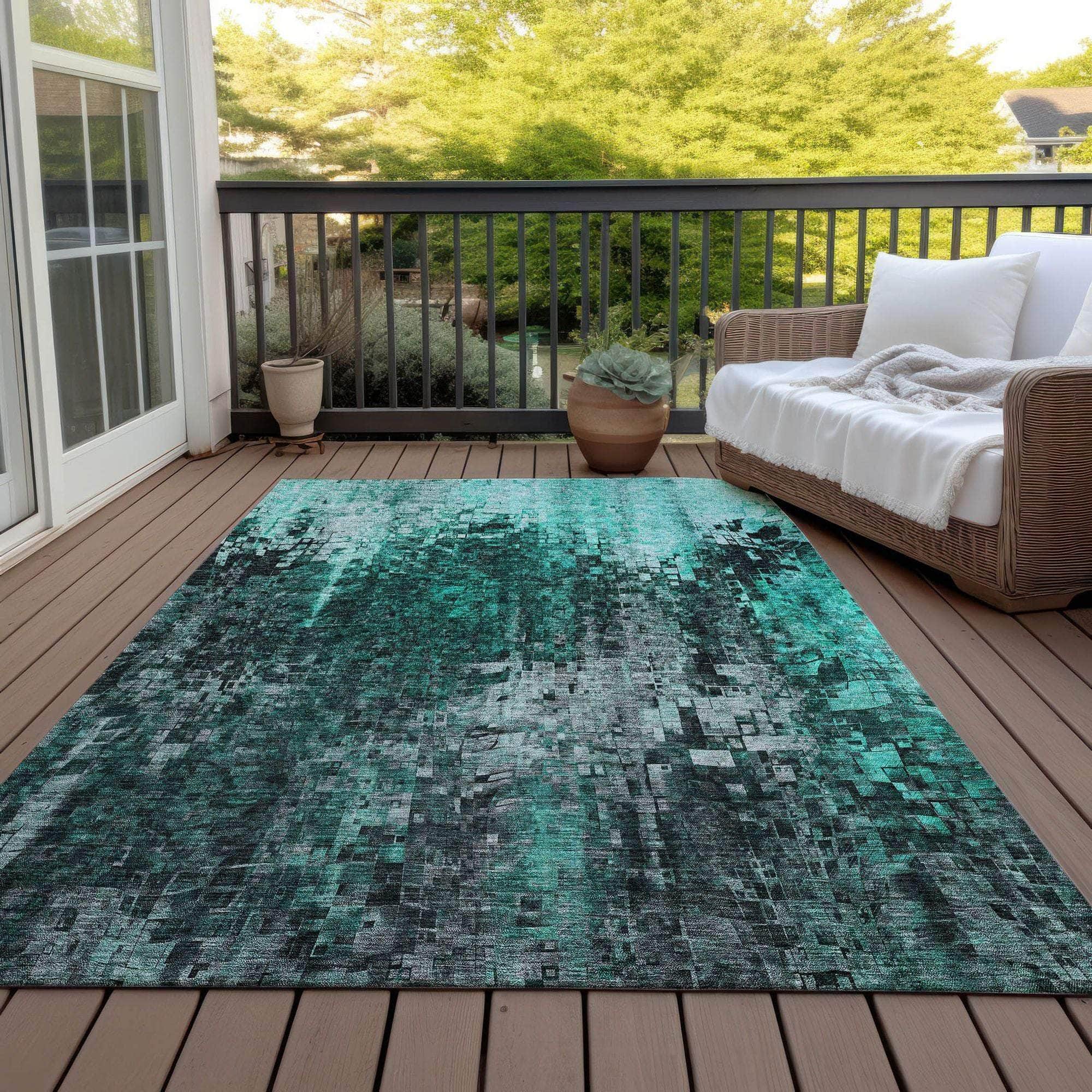 Machine Made ACN581 Teal  Rugs 