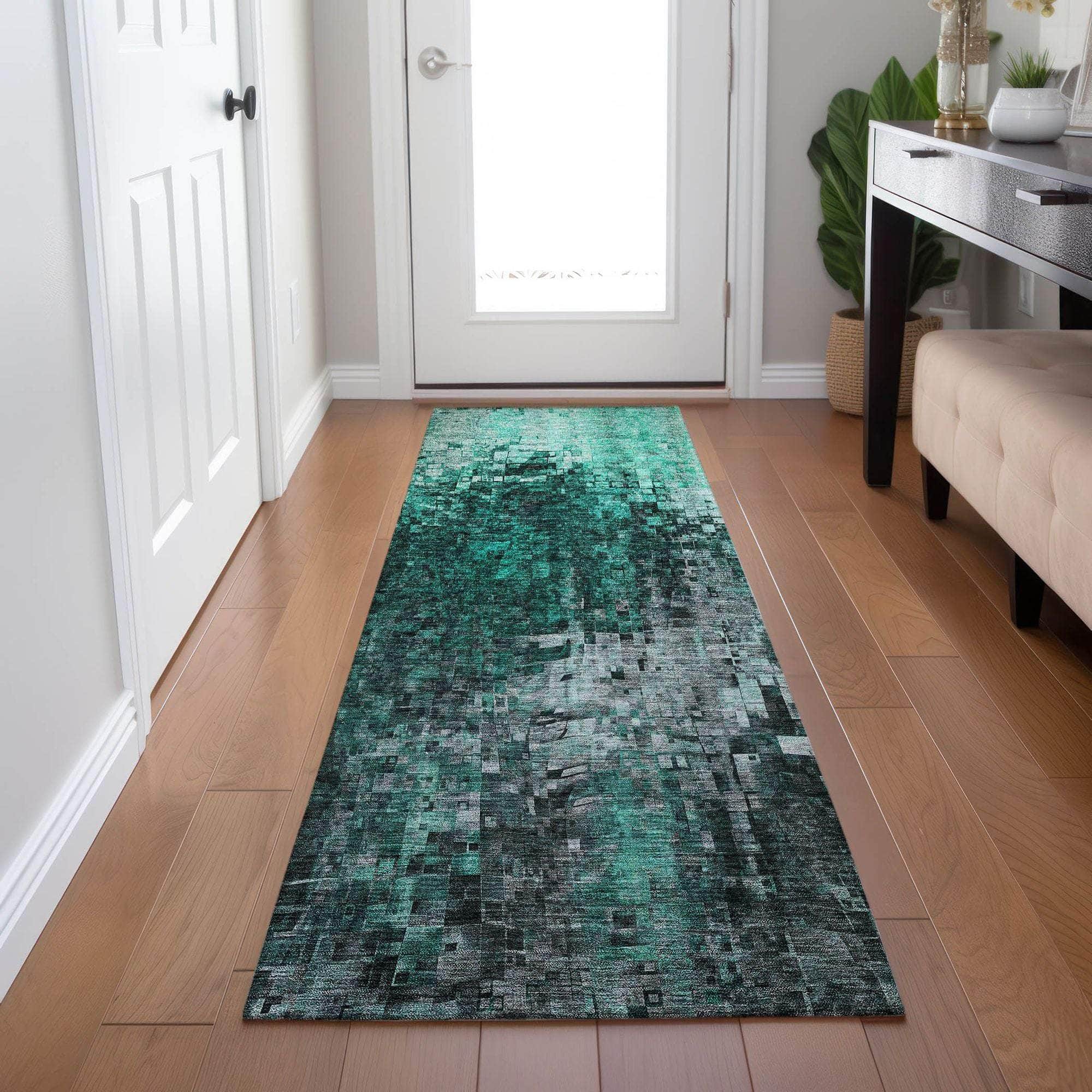 Machine Made ACN581 Teal  Rugs 