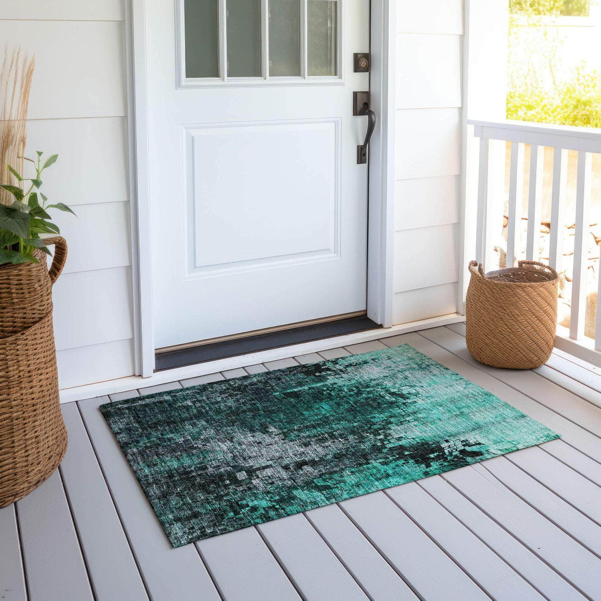 Machine Made ACN581 Teal  Rugs 