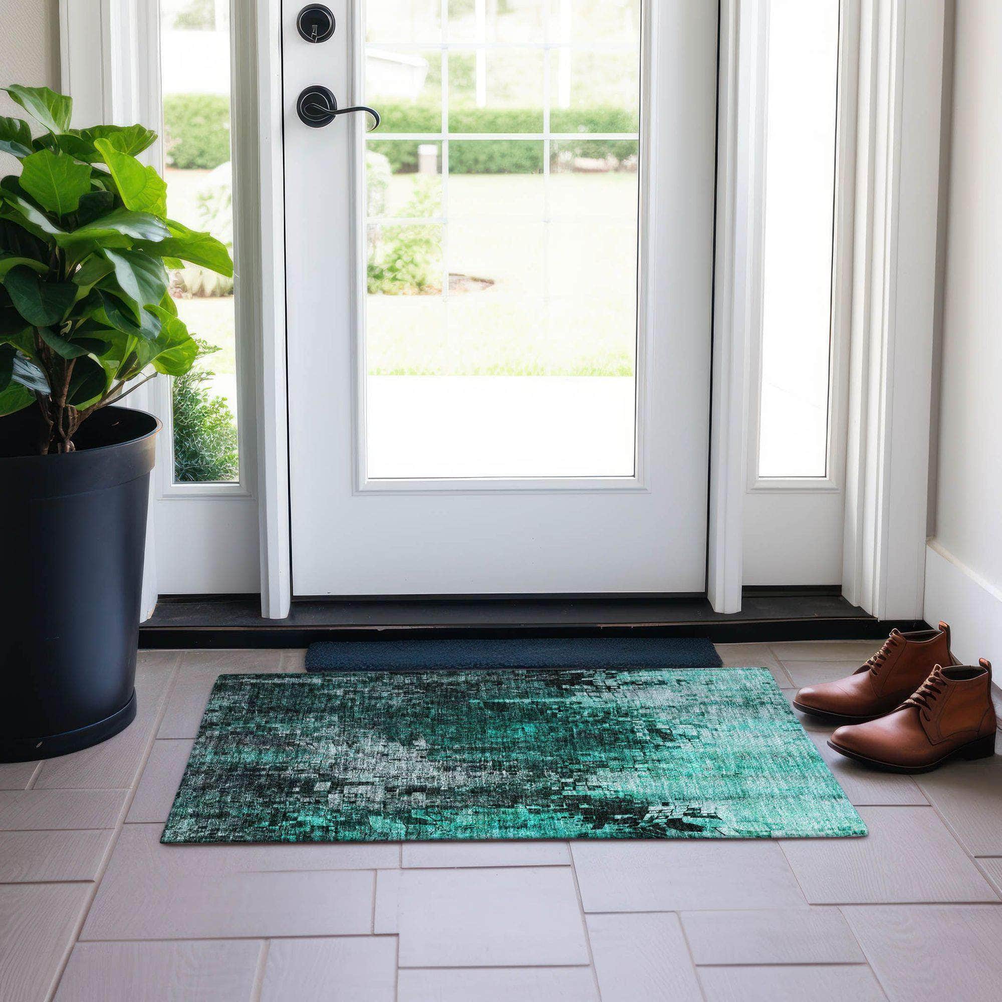 Machine Made ACN581 Teal  Rugs 