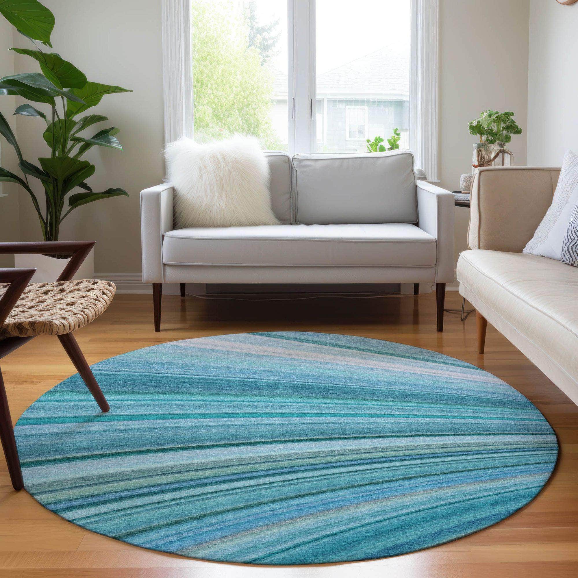 Machine Made ACN585 Teal  Rugs 